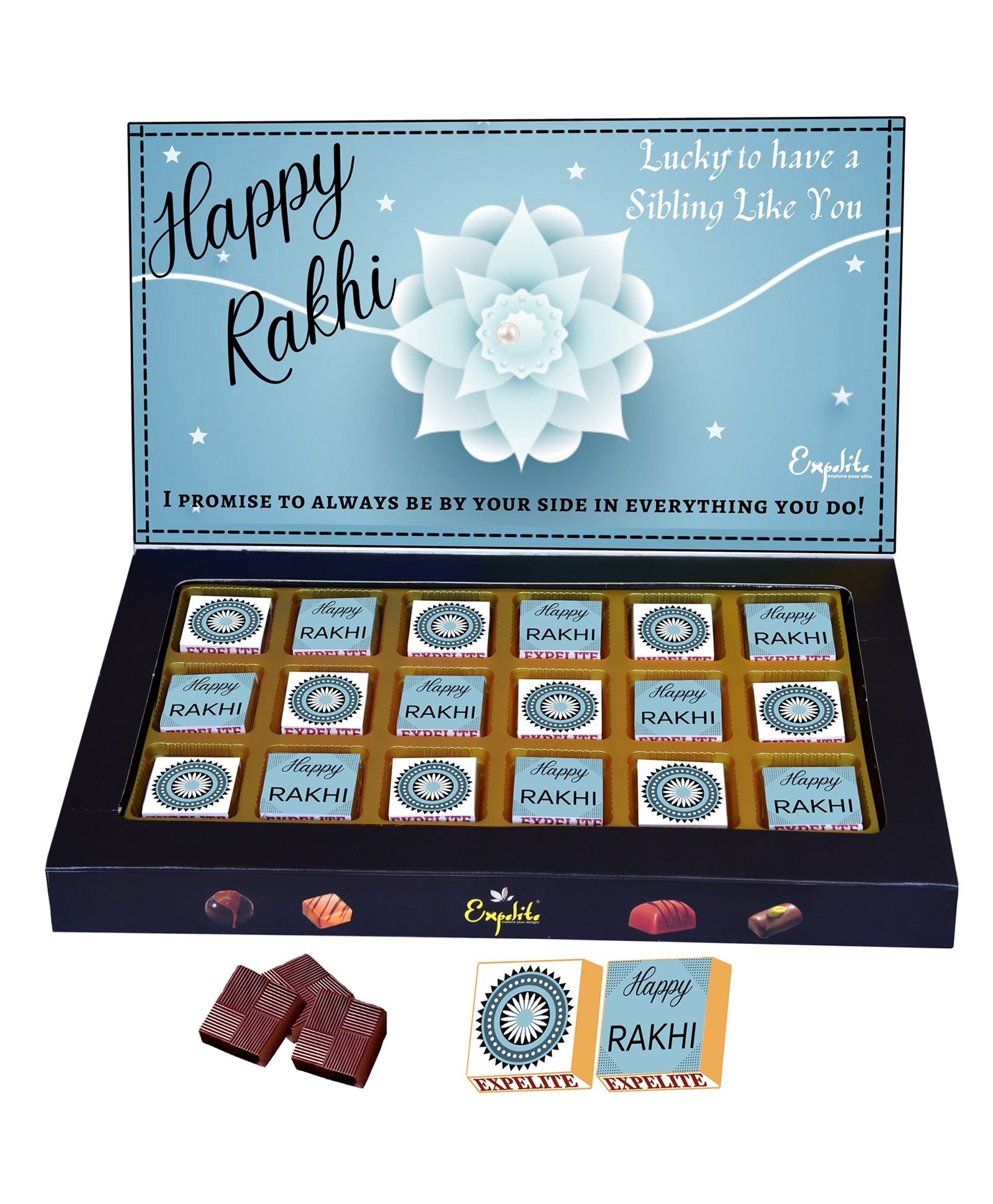 Expelite Special Rakhi gifts to brother -18 Pieces Raksha bandhan chocolate box-image-47