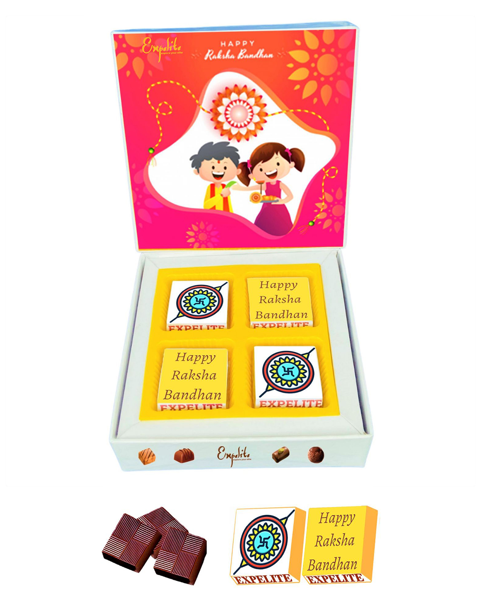 Expelite Special Rakhi Gift  for Brother - 4 pieces Raksha bandhan special Chocolate gifts online-image-5