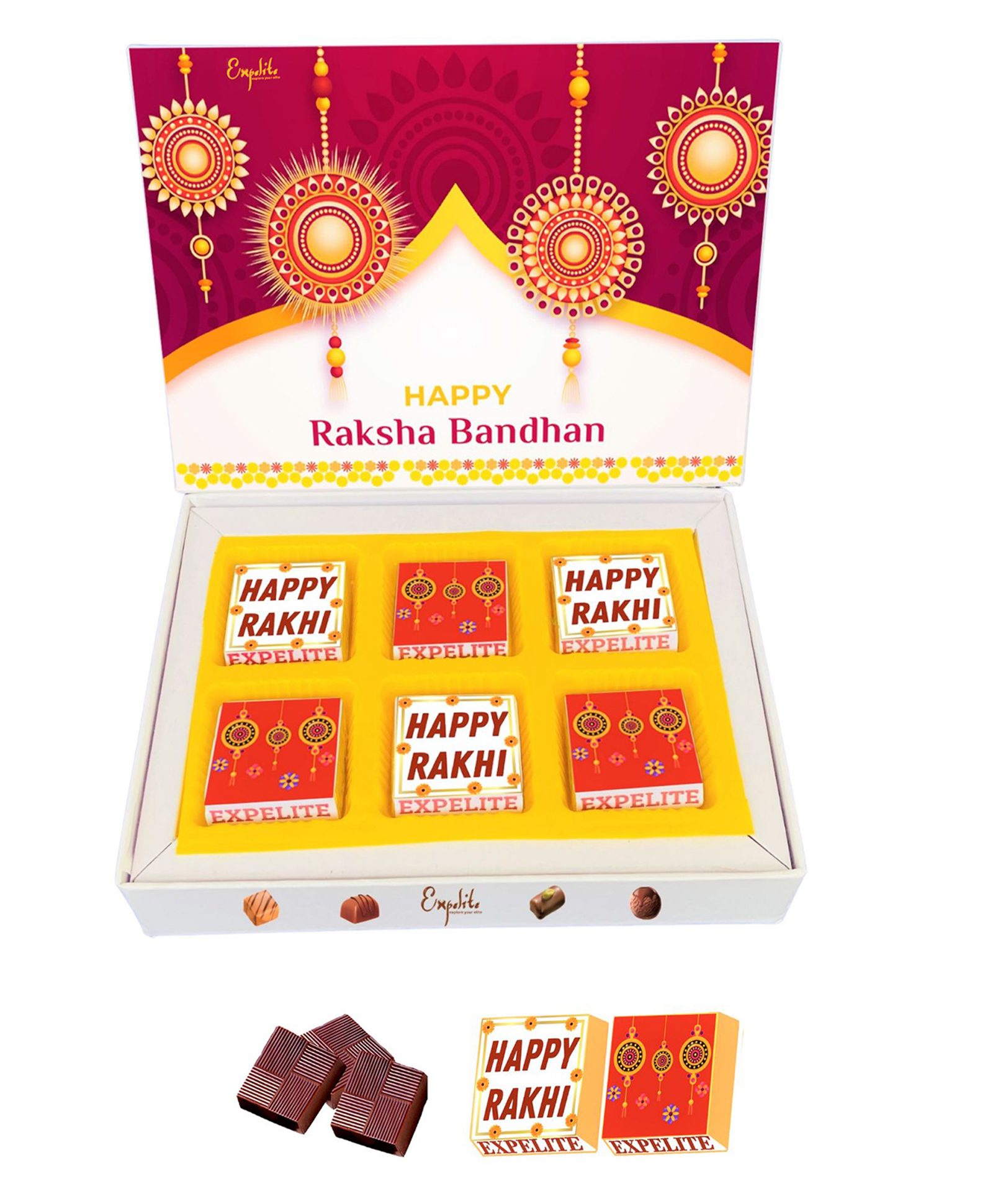 Expelite Special Rakhi Gift  for Brother - 6 pieces Raksha bandhan special Chocolate gifts online-image-18