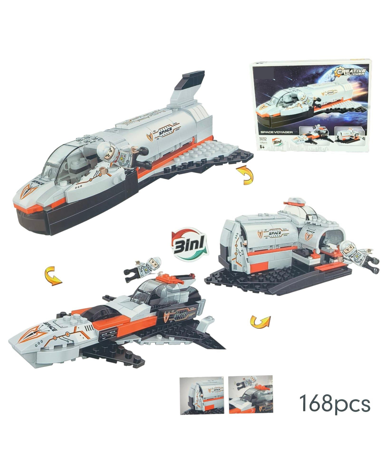 Sanjary 3 in 1 Space Voyager Building Blocks Set 168 Pcs -Color & Design May Vary-picture-18