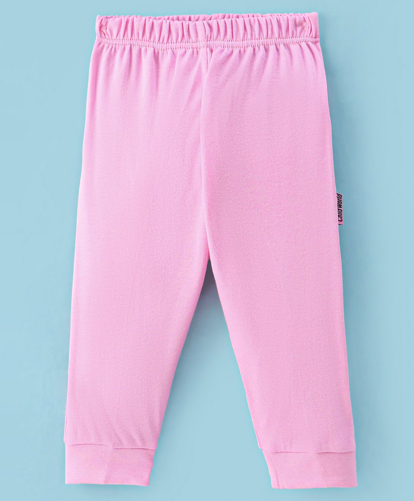 Child World Interlock  Full Length Solid Lounge Pant - Pink-picture-48