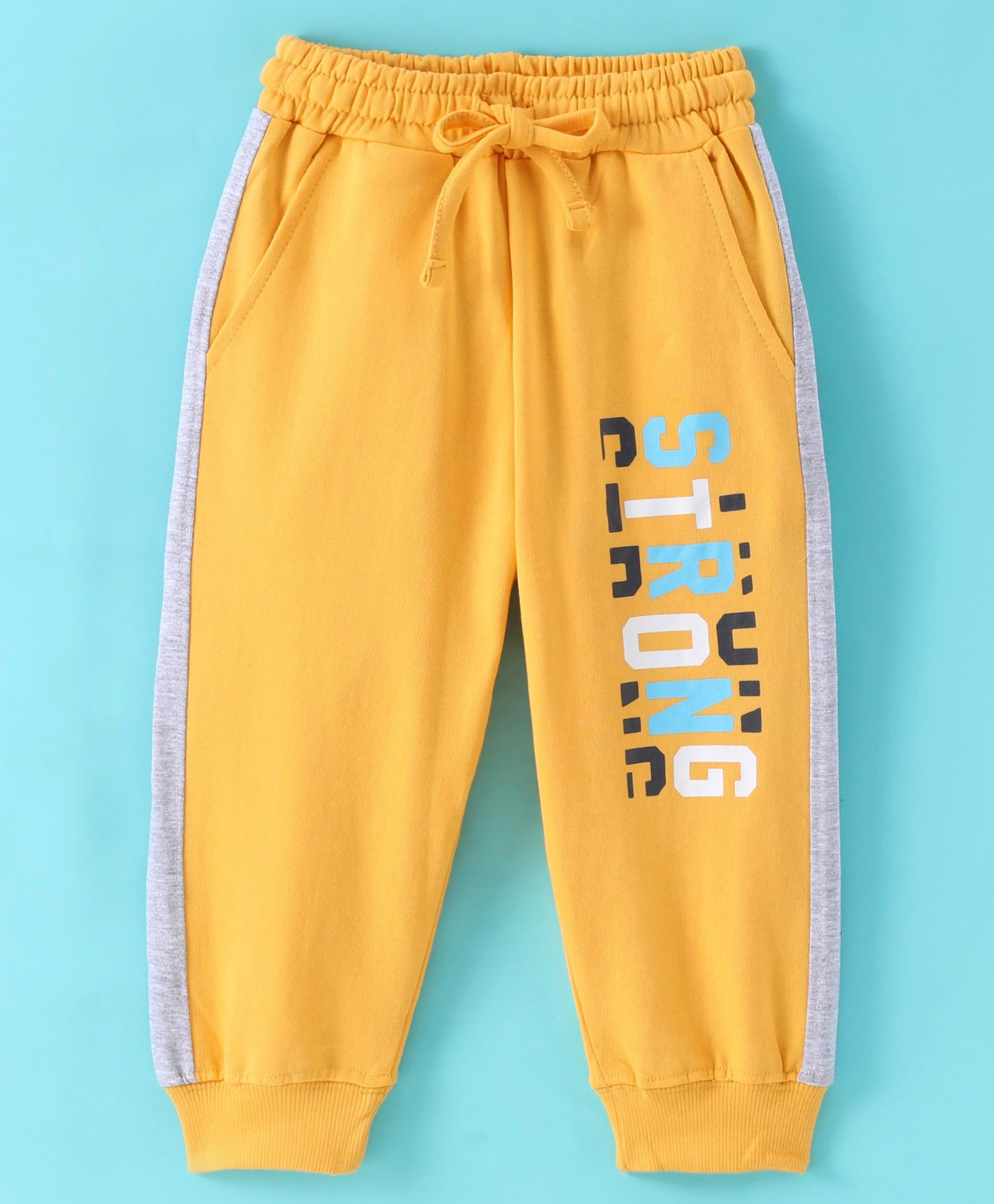 Taeko Looper Knit Full Length Lounge Pant with Text Print - Mustard-picture-36
