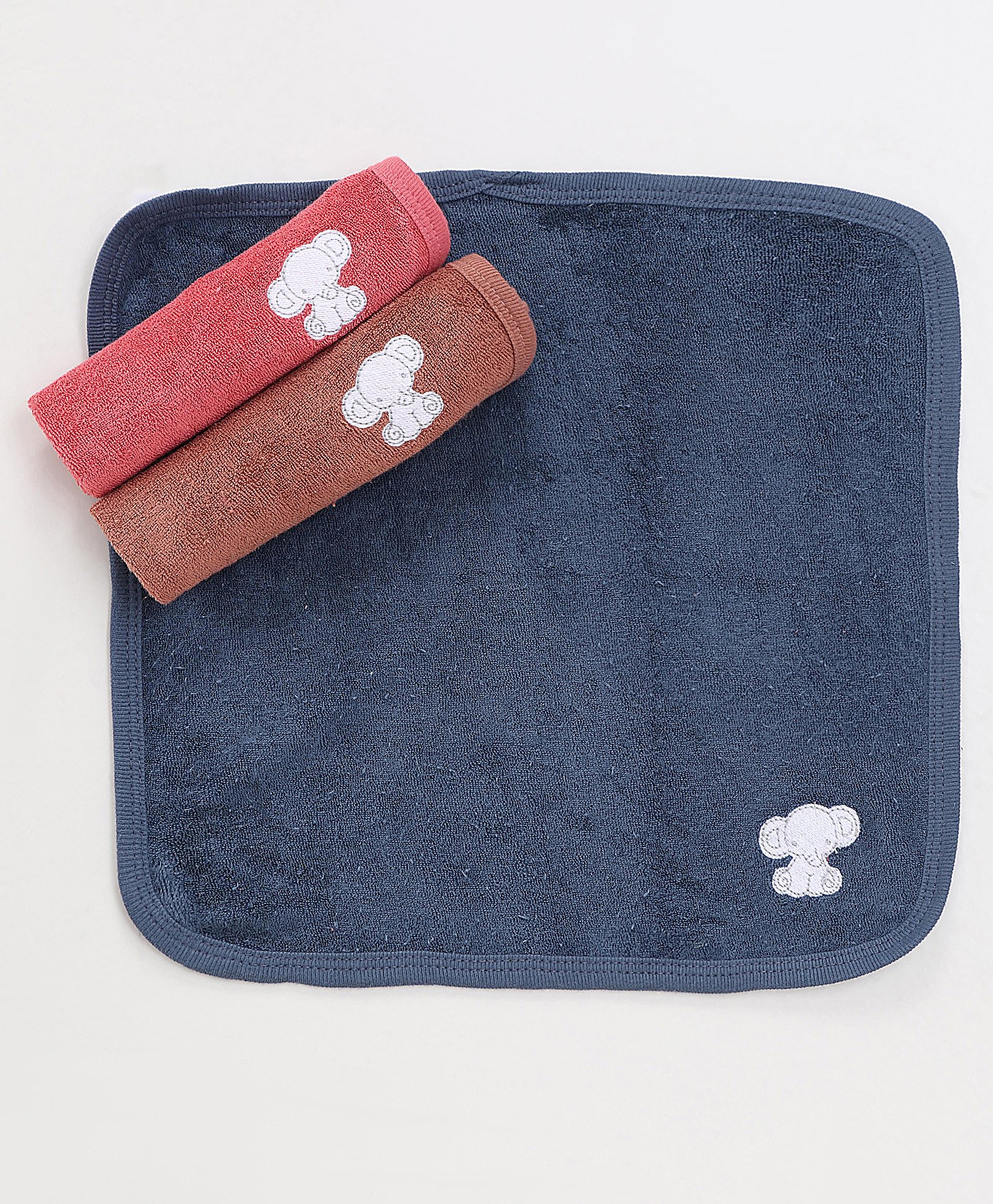 Simply Terry Knit Hand & Face Towels with Elephant Embroidery L 30.5 x B 30.5 cm Pack of 3 - Multicolor-image-26