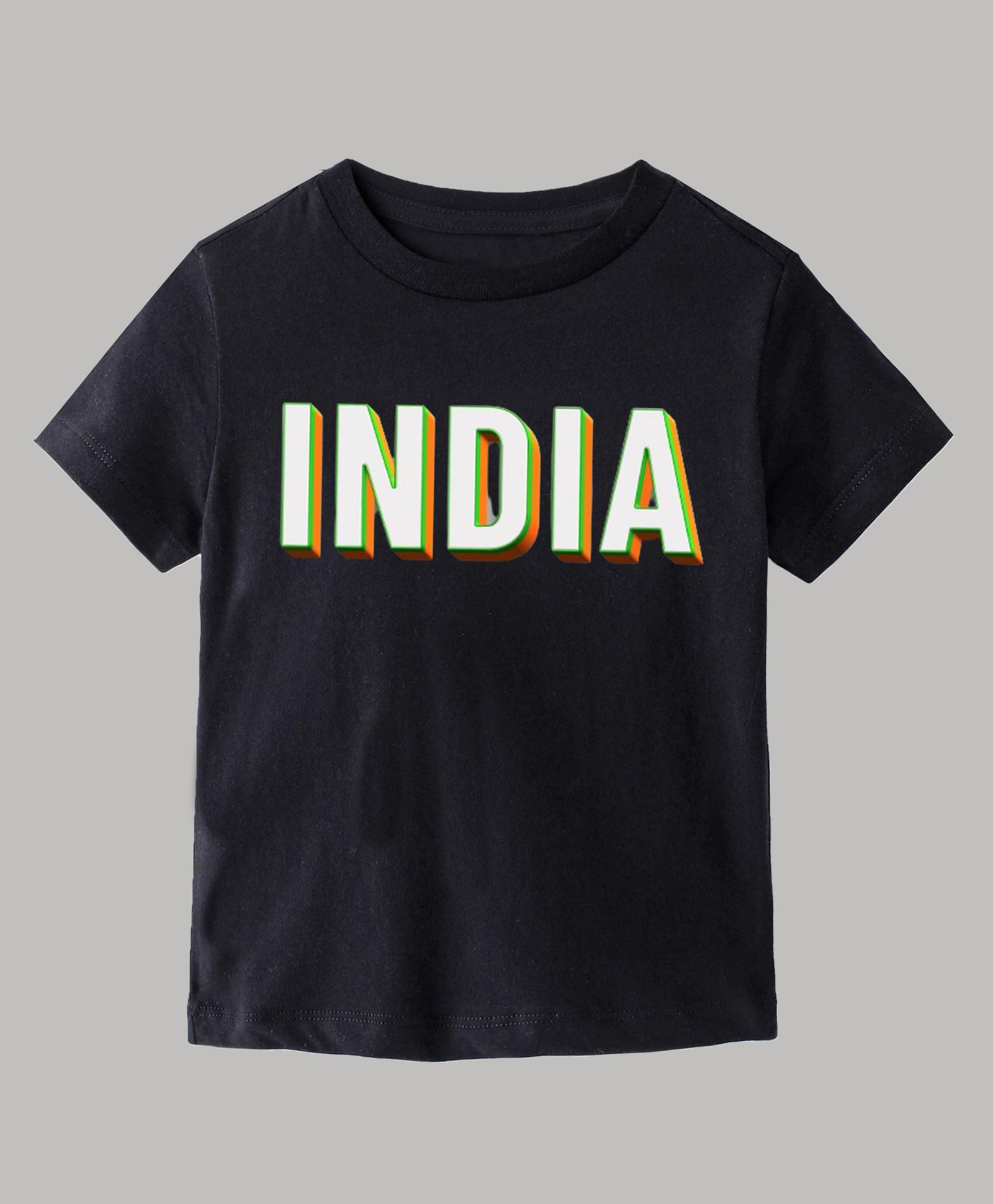 KAVEE Pure Cotton Independence Day Theme Half Sleeves India Text Printed Tee - Black-picture-13