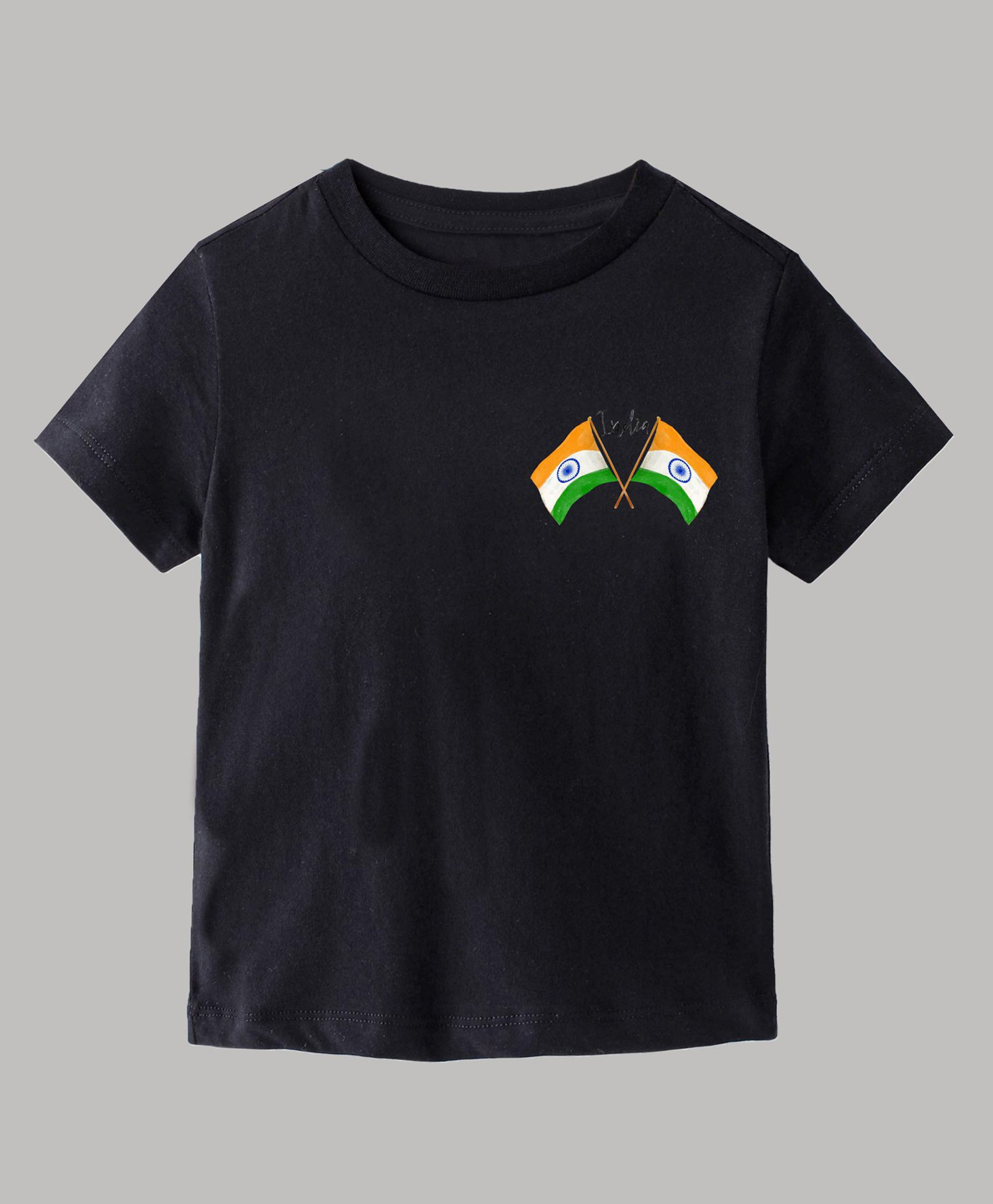 KAVEE Pure Cotton Independence Day Theme Half Sleeves India Text Printed Tee - Black-picture-12