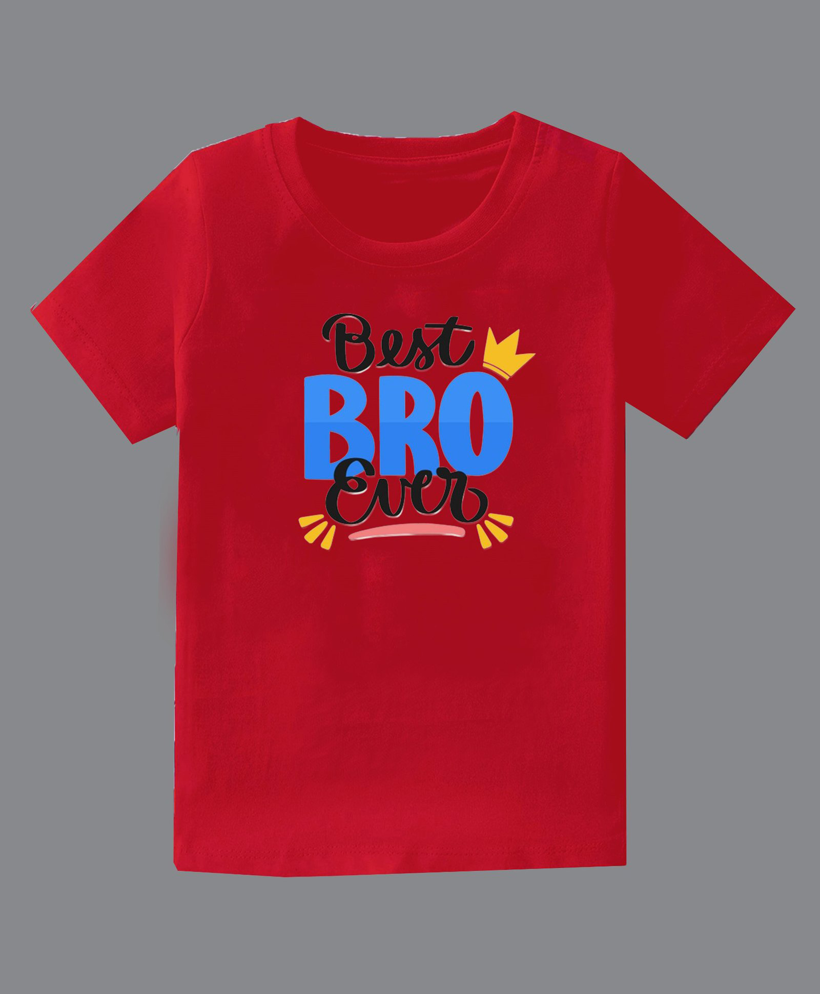 KAVEE Pure Cotton Rakhi Theme Half Sleeves Best Bro Ever Text Printed Tee - Red-image-36