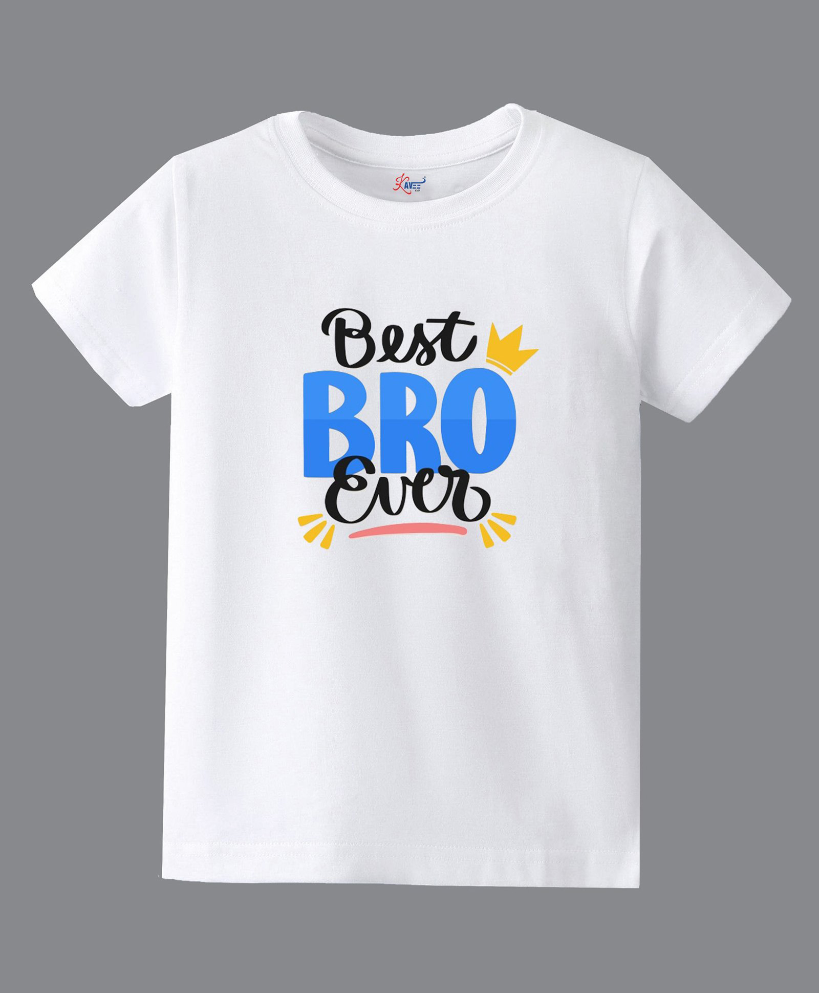 KAVEE Pure Cotton Rakhi Theme Half Sleeves Best Bro Ever Text Printed Tee - White-image-35