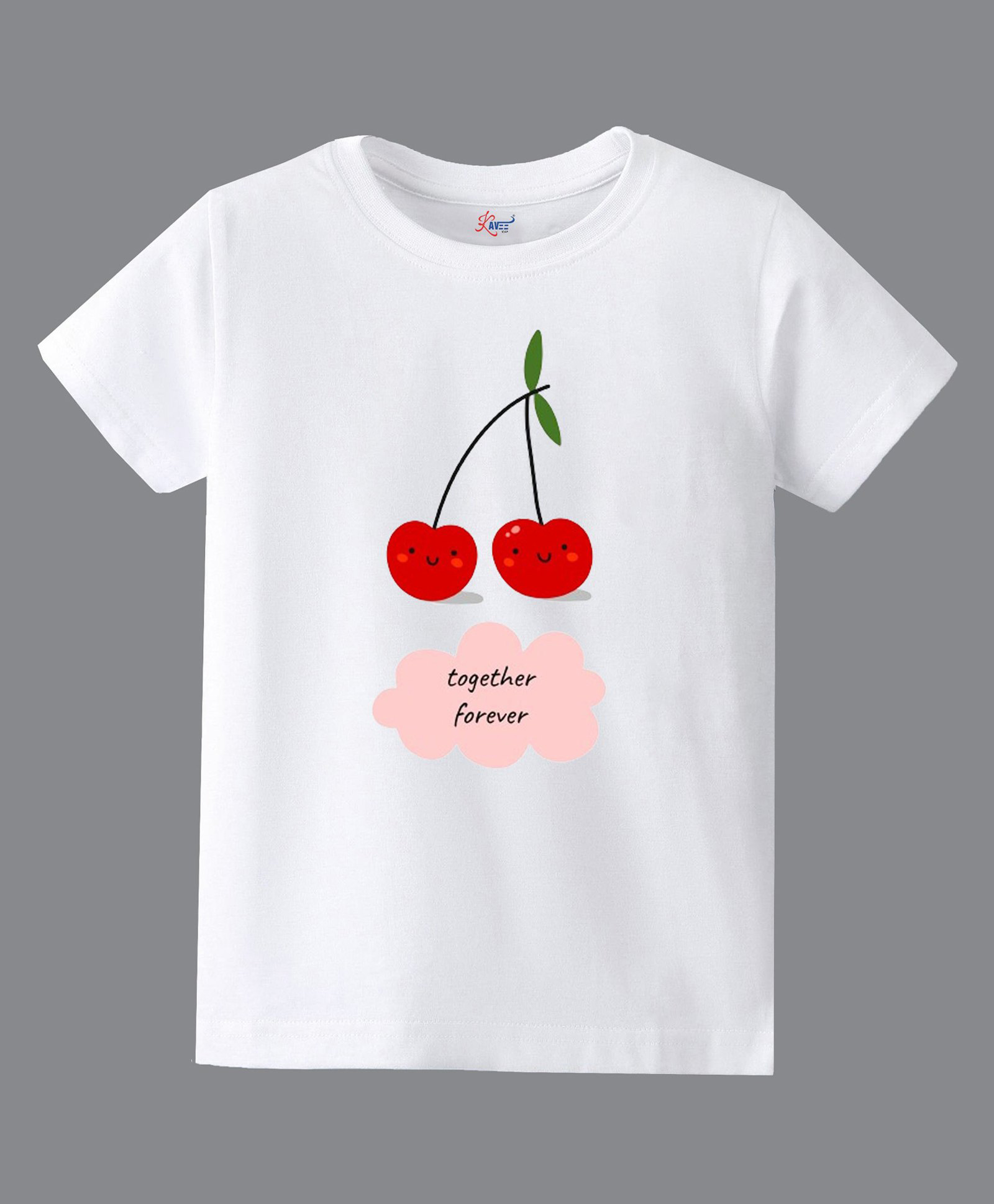 KAVEE Pure Cotton Friendship Day Theme Half Sleeves Together Forever Text Printed Tee - White-image-47