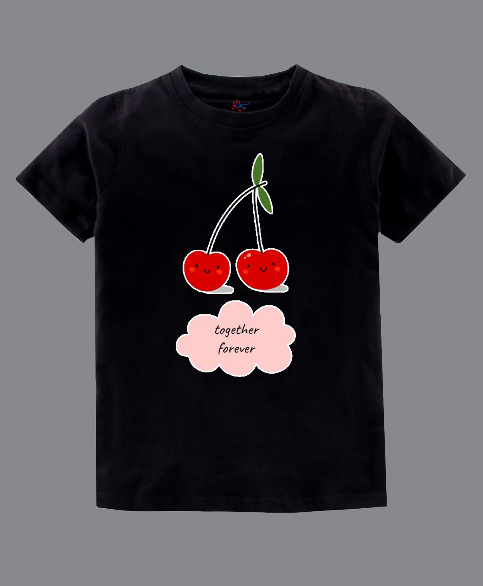 KAVEE Pure Cotton Friendship Day Theme Half Sleeves Together Forever Text Printed Tee - Black-picture-12