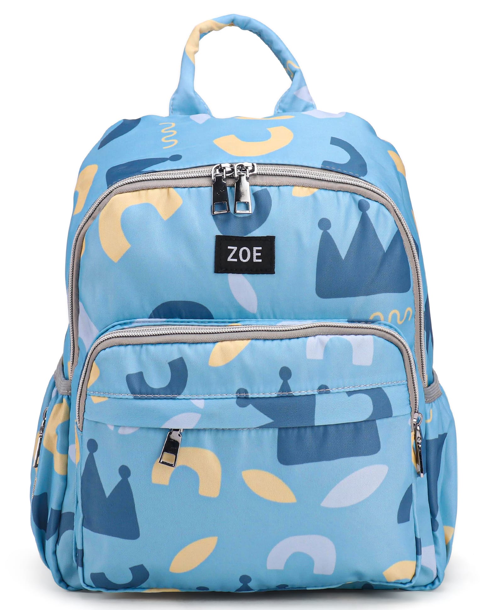 Zoe Multipurpose Printed Diaper Backpack-Blue-image-14