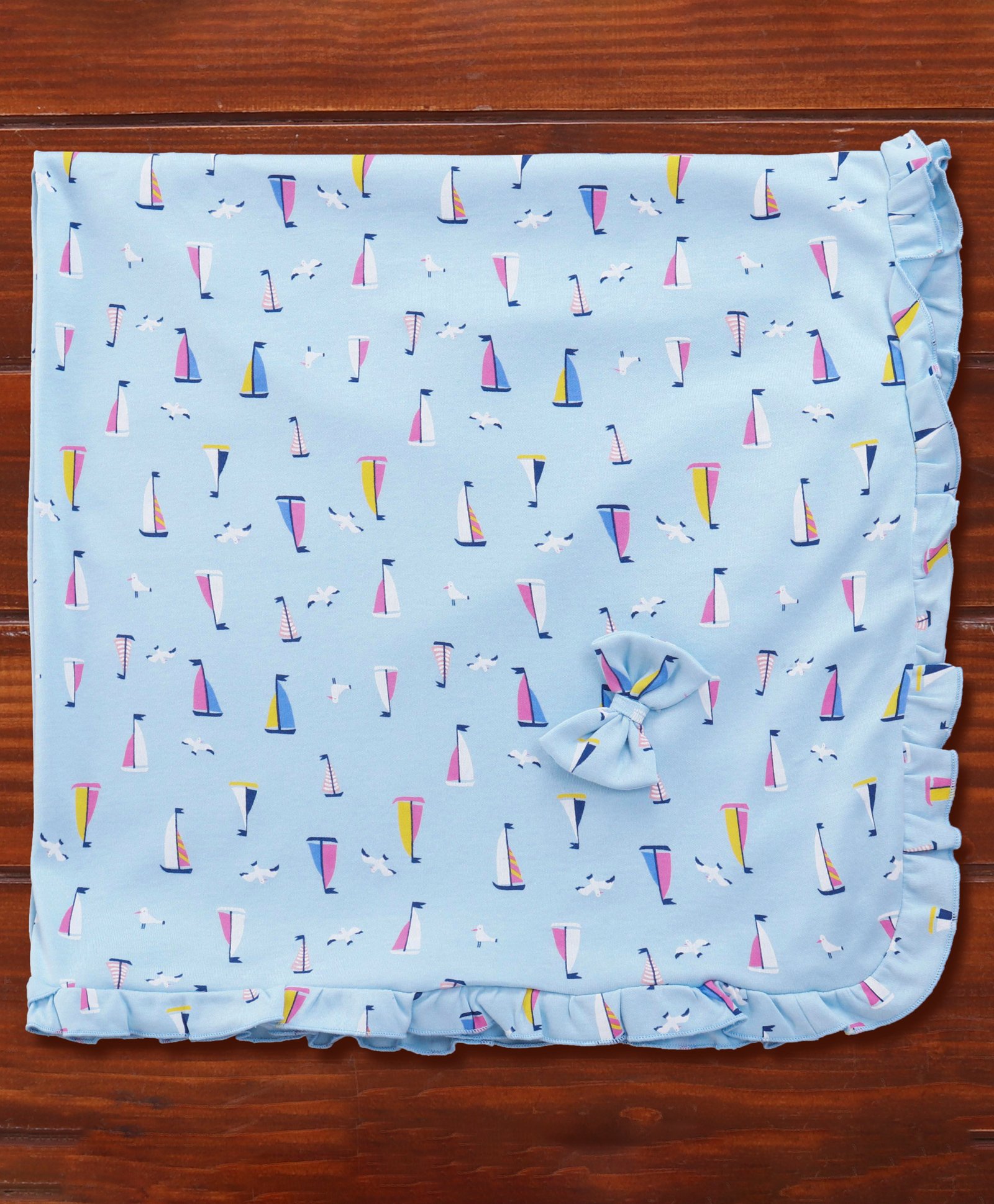 CUCUMBER Interlock Knit Towel  Boat Print L 79.5 x B 78 cm - Blue-image-40