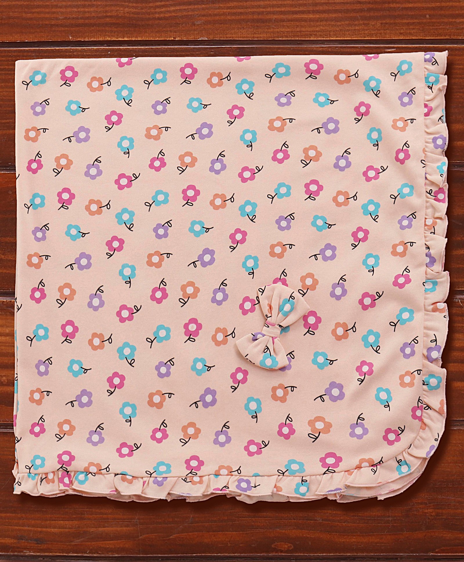 CUCUMBER Interlock Knit Towel  Floral Print L 79 x B 78 cm - Peach-image-40