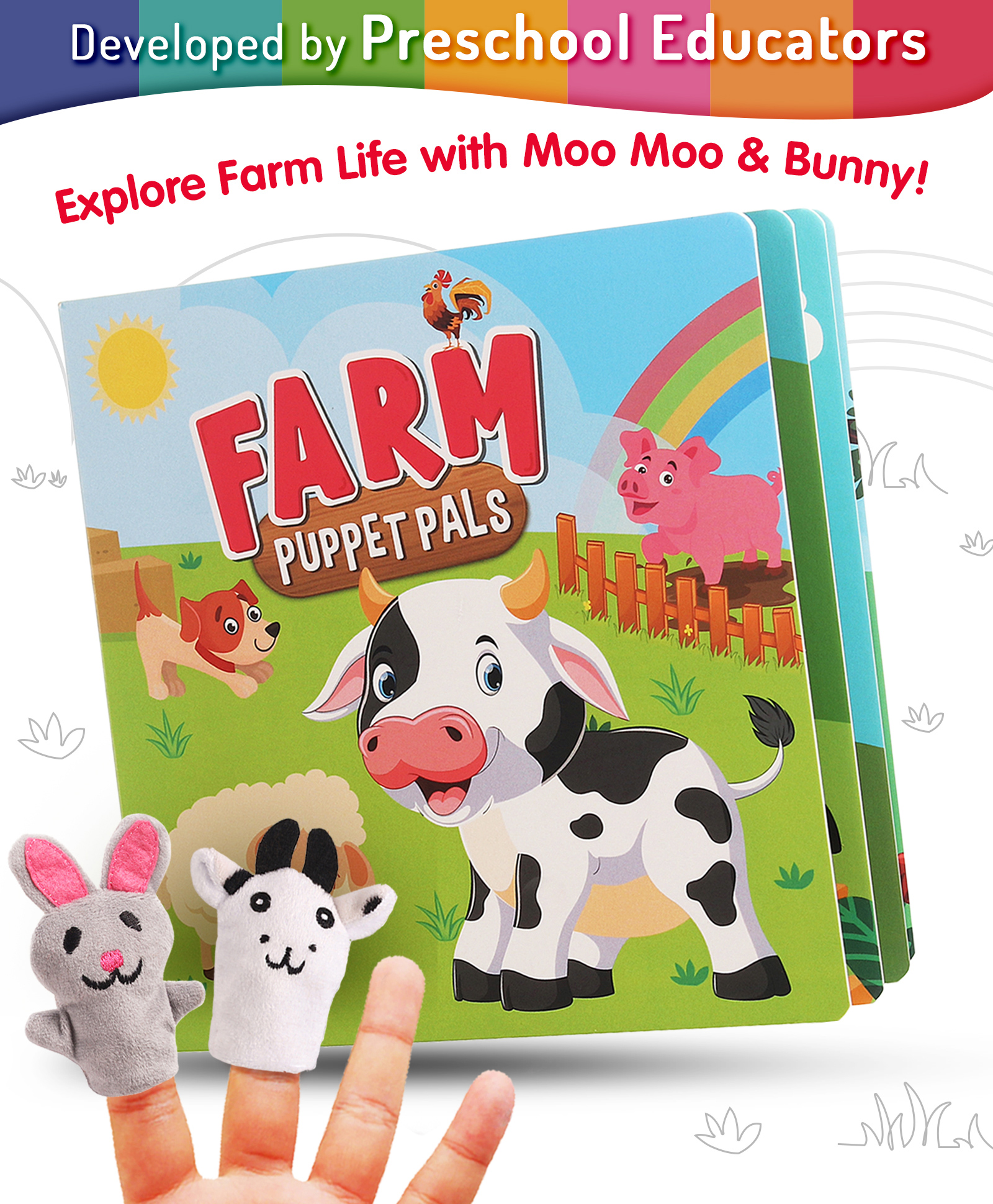 Intelliskills Farm Puppet Pals Board Book | 2 Animal Finger Puppets for Kids | Early Educational Toy for Boys & Girls | Interactive Story Books | Reading Books | Fun Activities for Kids | Ideal for Gifting-picture-10