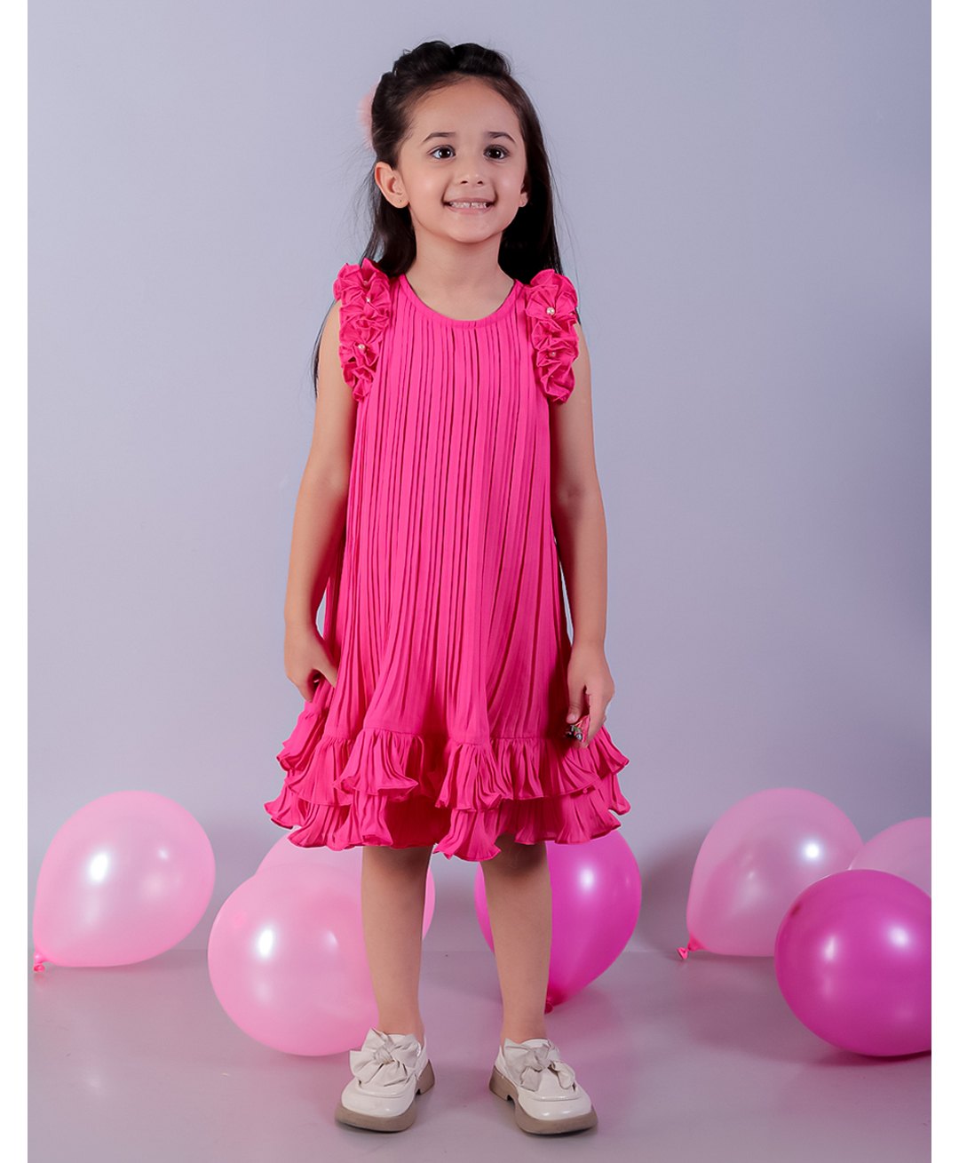 Lil' Drama Sleeveless Pleated & Frill Detailed Dress - Pink-picture-30