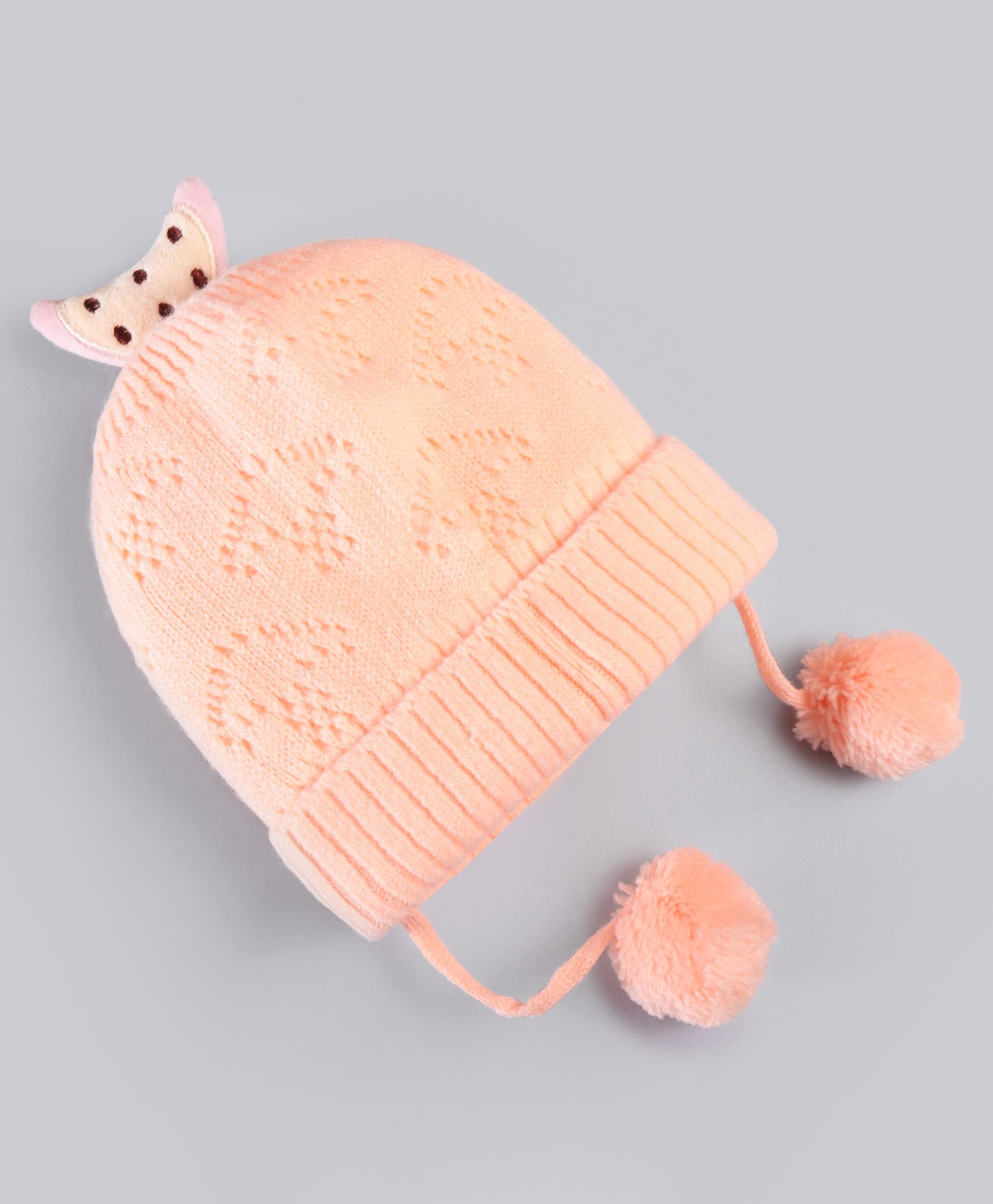 Babyhug Woollen Knitted Caps with Applique & Pom Pom - Orange-picture-12