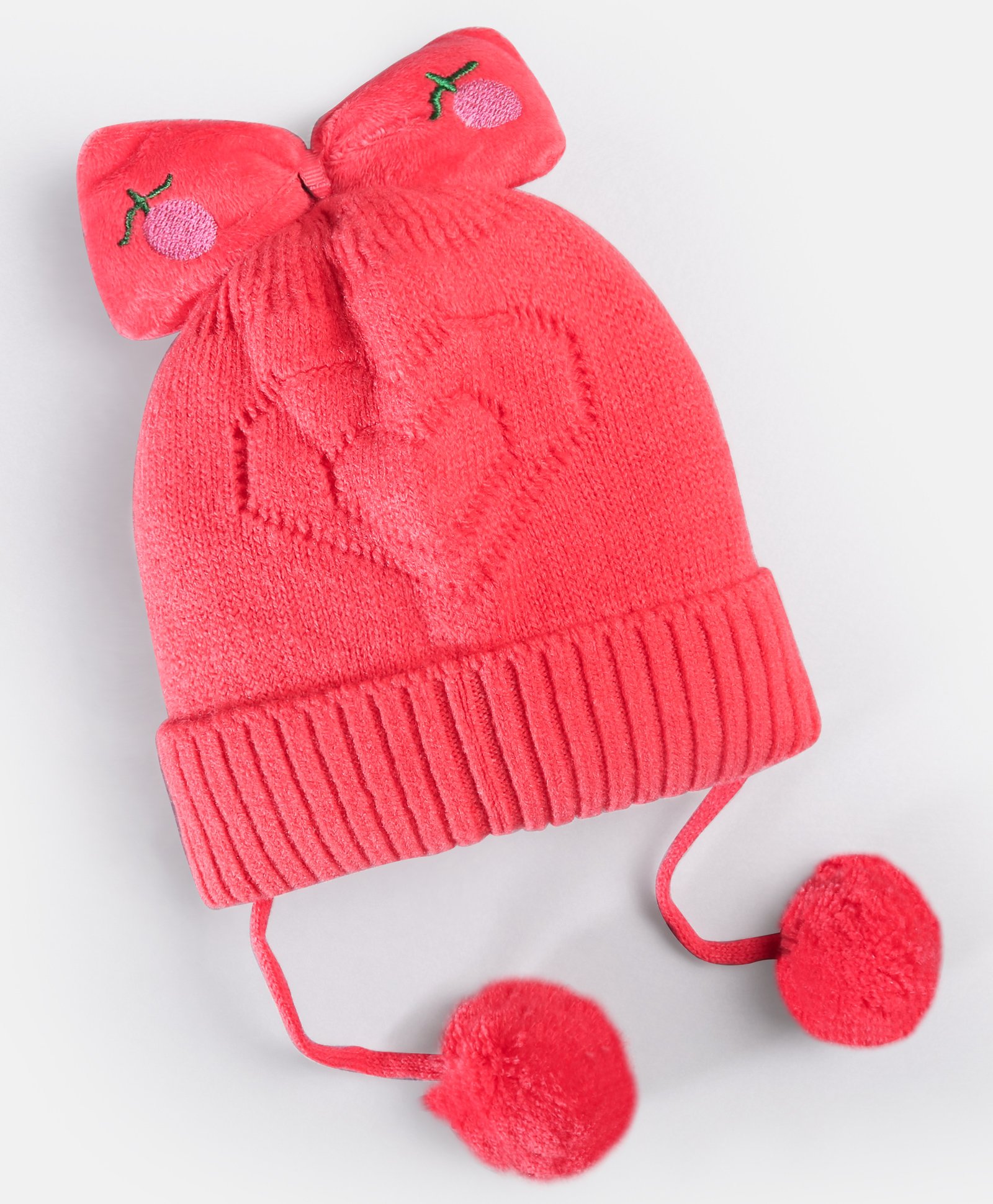 Babyhug Woollen Knitted Caps with Applique & Pom Pom - Red-image-9