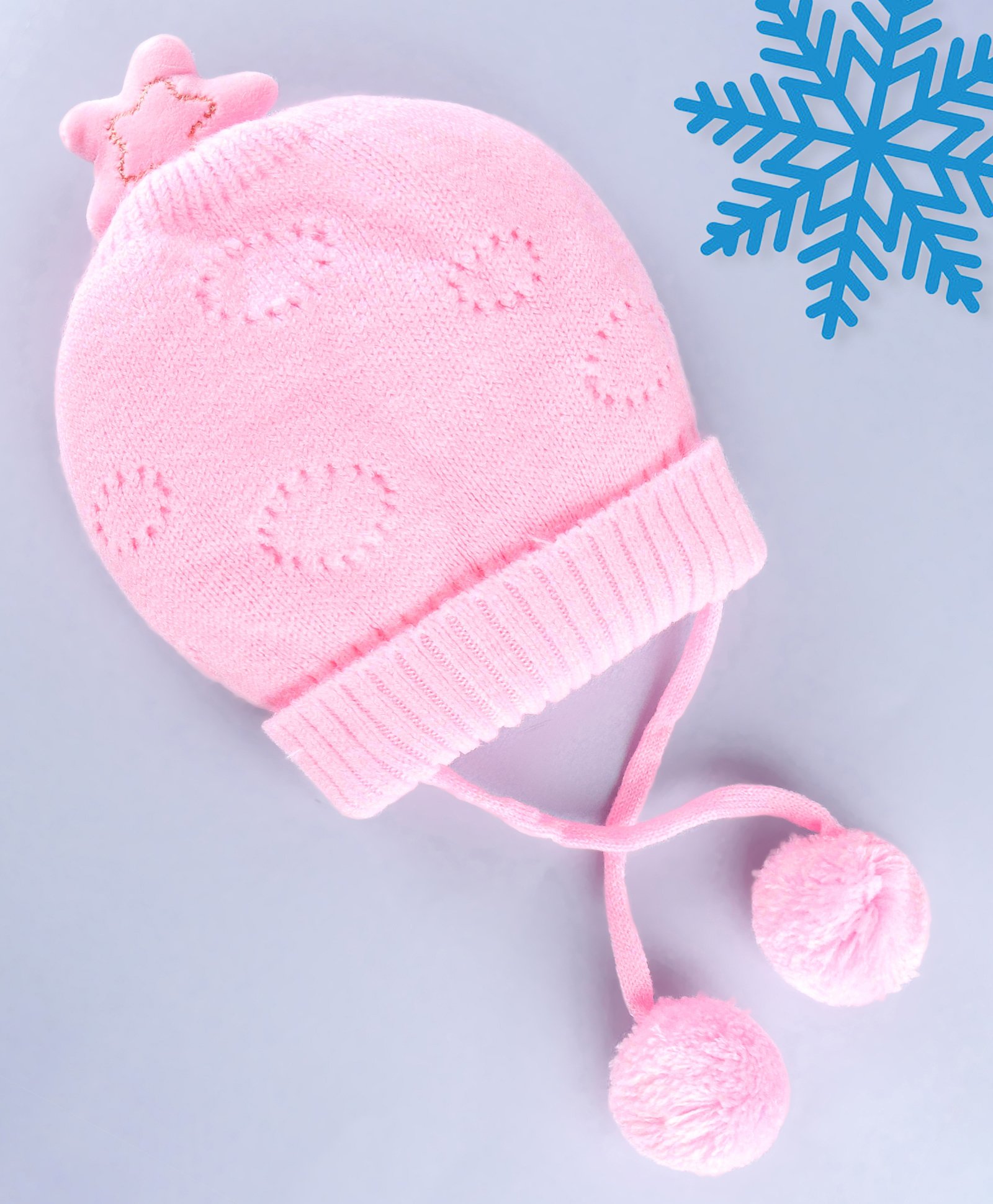 Babyhug Woollen Tie Knot Cap with Pom Pom - Pink-picture-18