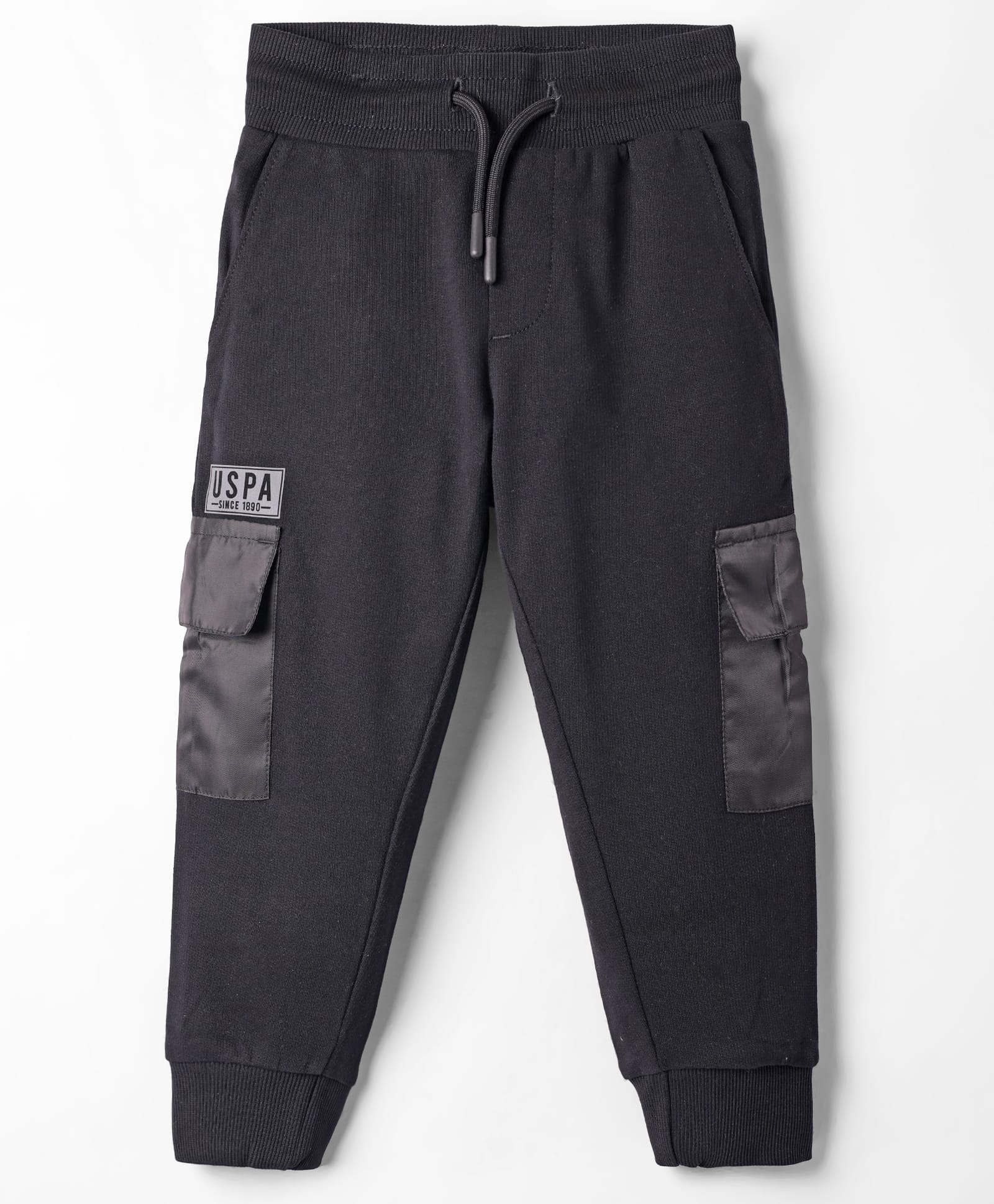 US Polo Assn Cotton Knit Full Length Lounge Pant with Cargo Pockets Solid Colour - Black-picture-28