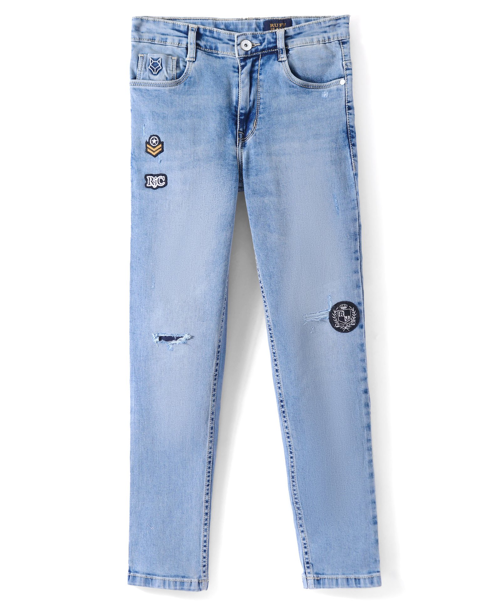 Ruff Full Length Denim Jeans Solid Colour - Blue-picture-11