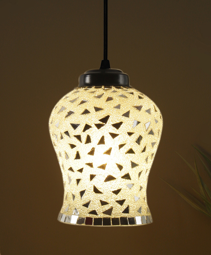 Devansh Multicolor Mosaic Glass Hanging Lamp-picture-11