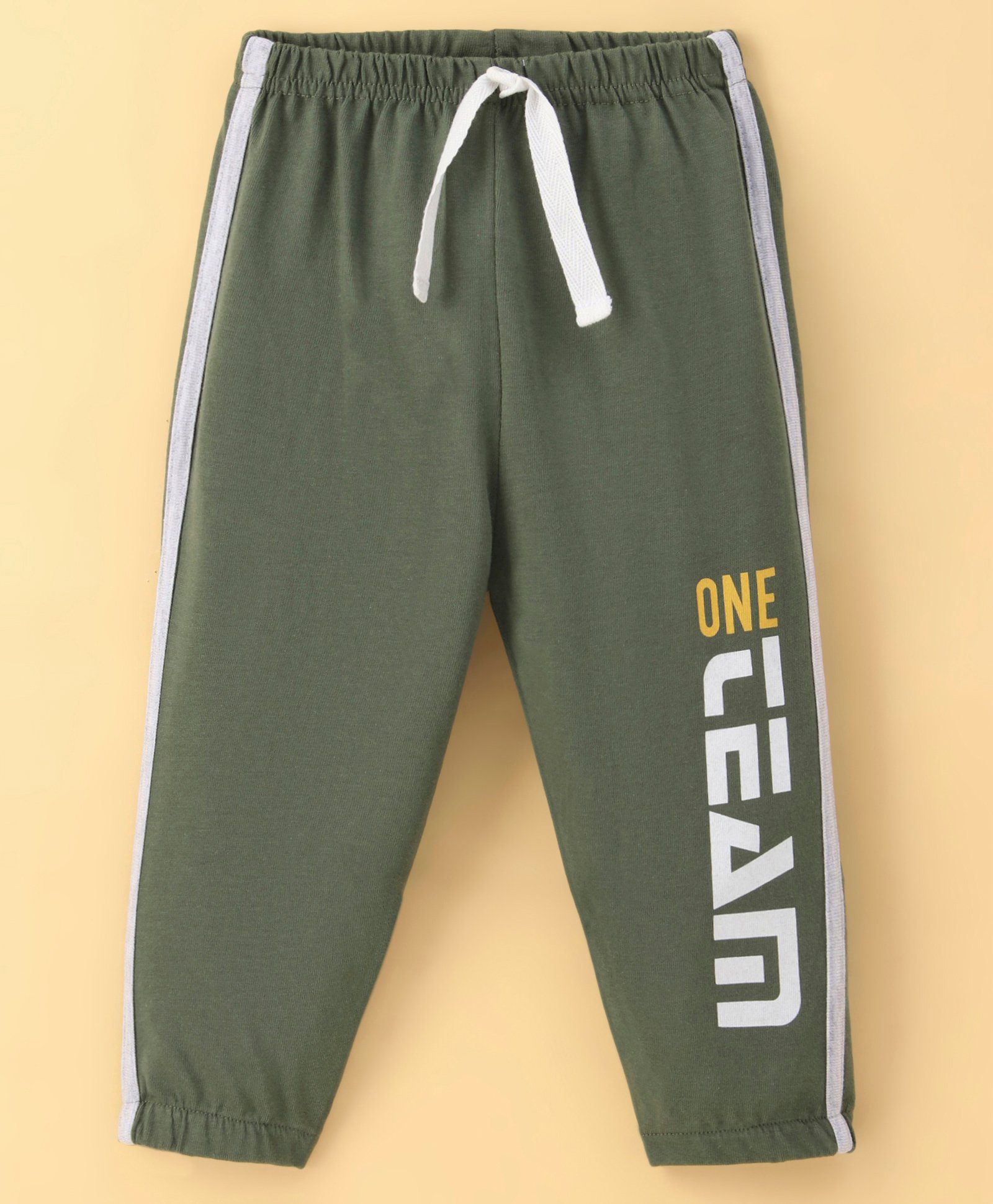Zero Sinker Knit Full Length Lounge Pant Text Print - Olive-image-44