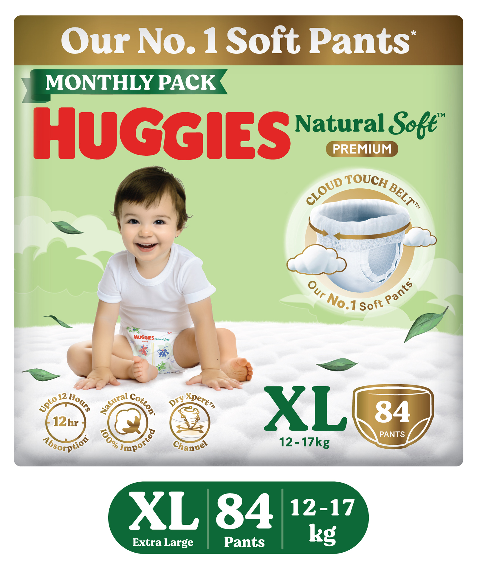 Huggies Natural Soft Premium Baby Diaper Pants Extra Large - 84 Pieces-image-34