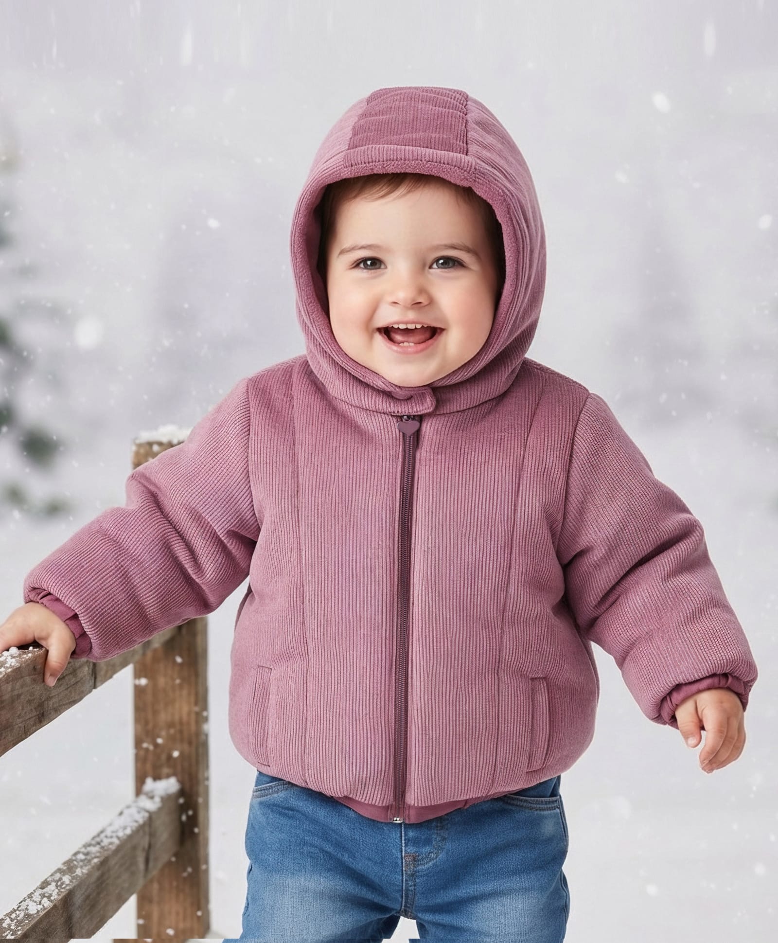 Babyoye Woven Full Sleeves Solid Colour Hooded Textured Jacket - Pink-image-49