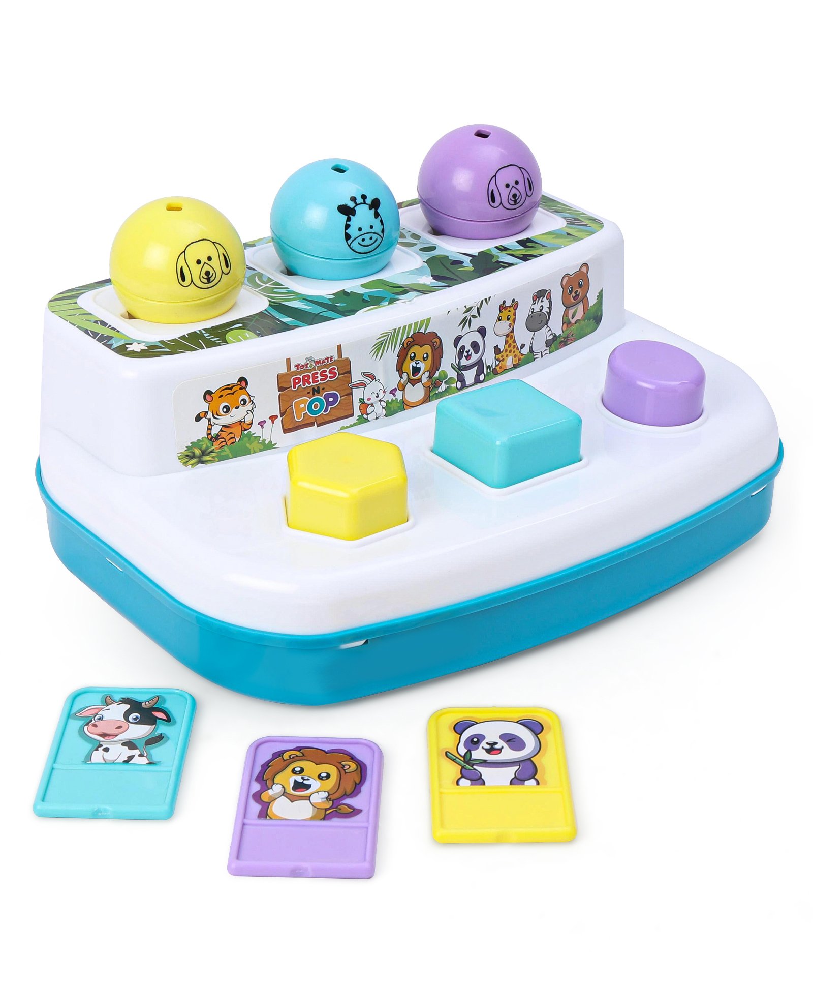 TOYMATE Press and Pop 2 in 1 Animals and 3 Colourful Balls Pop Up Learning Educational Toy - Multiolor-picture-17