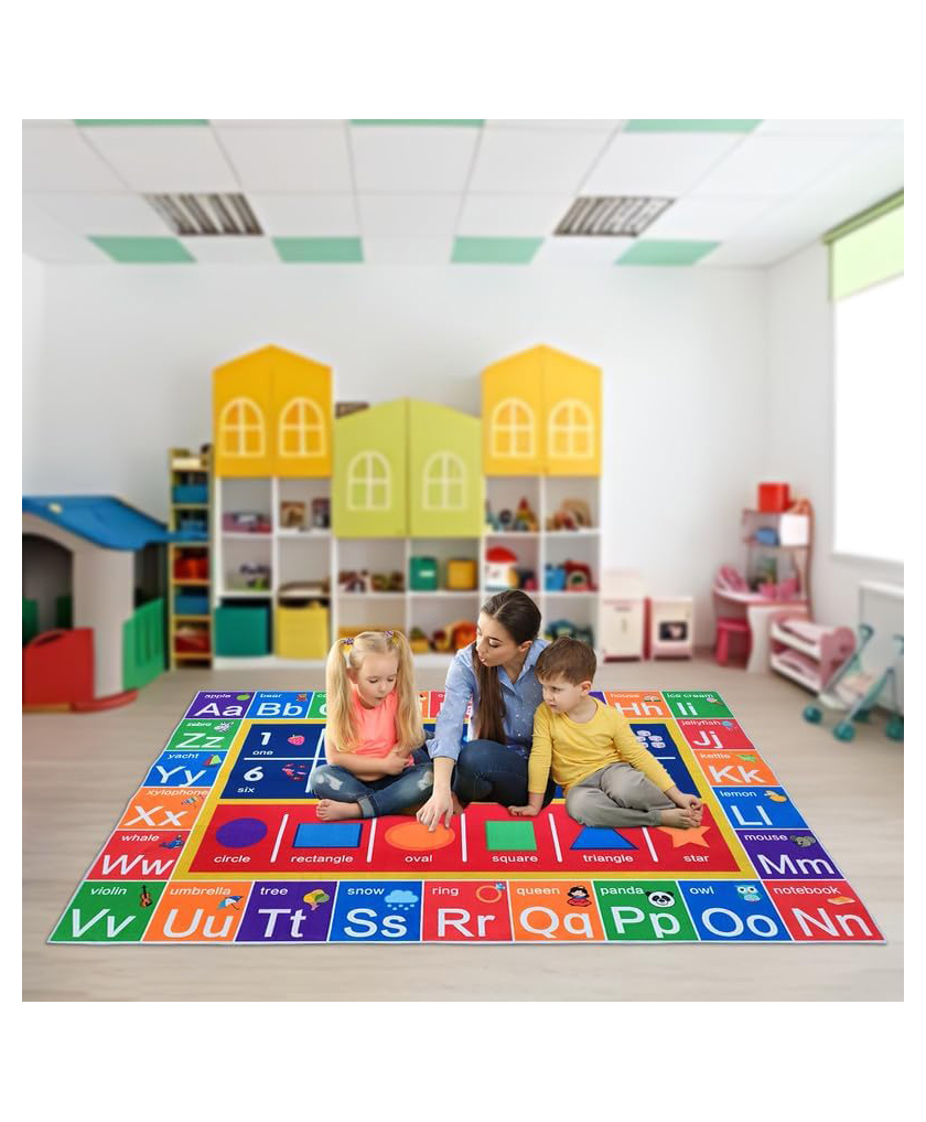 Hop N Play Educational Play Area Rug - Vibrant Alphabet, Numbers & Shapes Design for Learning, Safe & Durable for Kids' Rooms & Classrooms-image-15