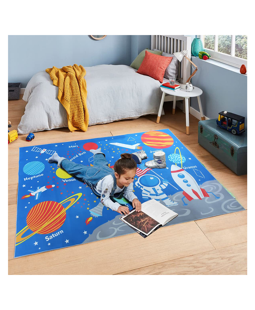 Hop N Play Outer Space Kids Cute Kids Room, Play Mat for Boys Girls, Educational Learning Game Play Area for Kids Bedroom Playroom  240 x 160 cm-image-30