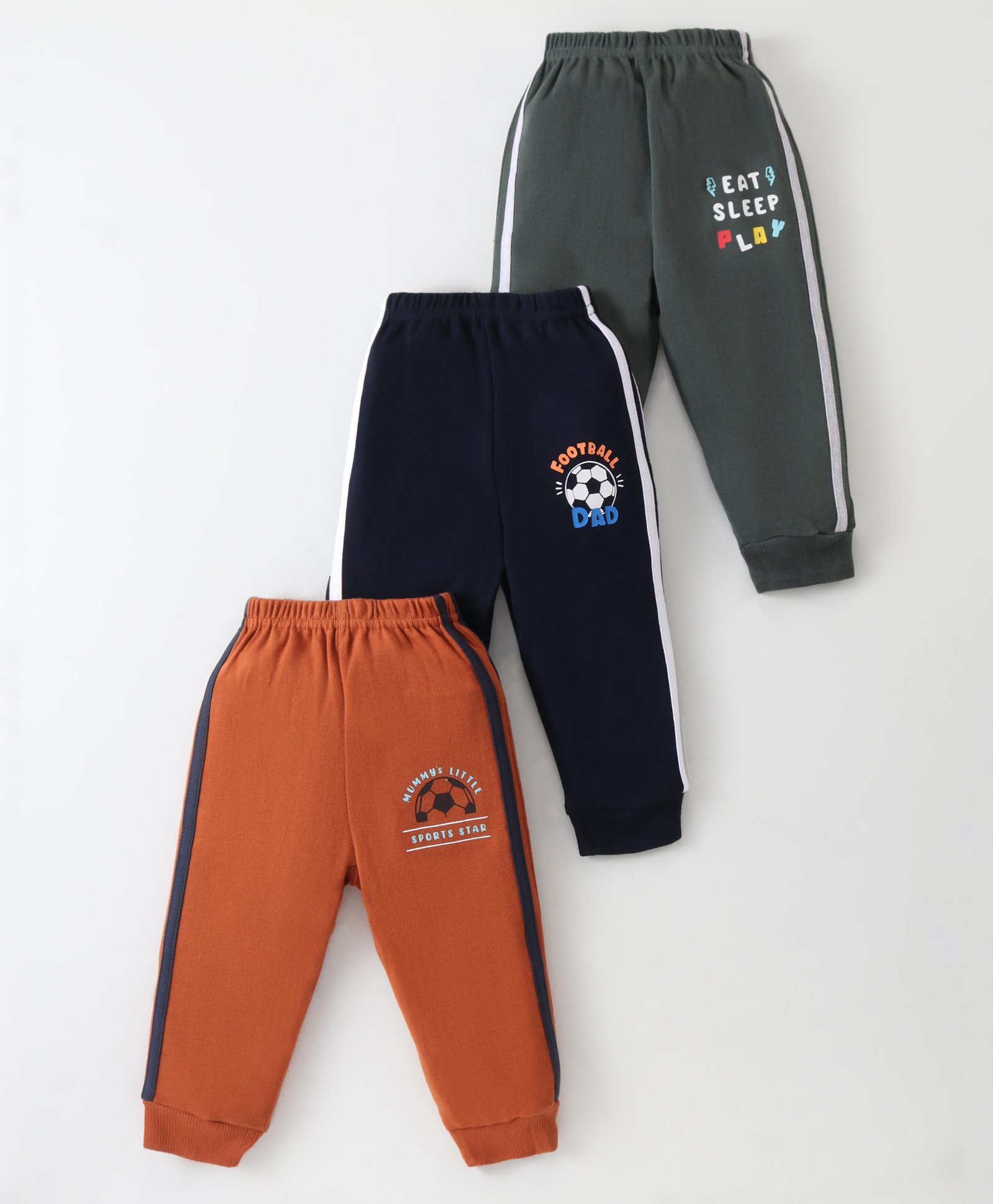 Zero Male Interlock Knit Full Length Track Pants with Football Print Pack of 3 - Navy Rust & Green-picture-16