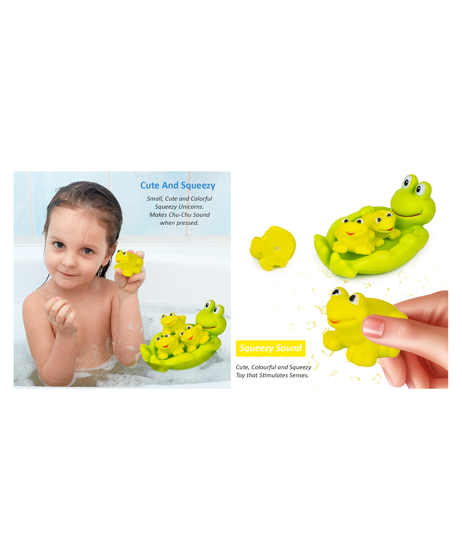 Ratnas Squeezy Frogs Bath Toys Pack of 4 - Multicolor-picture-45