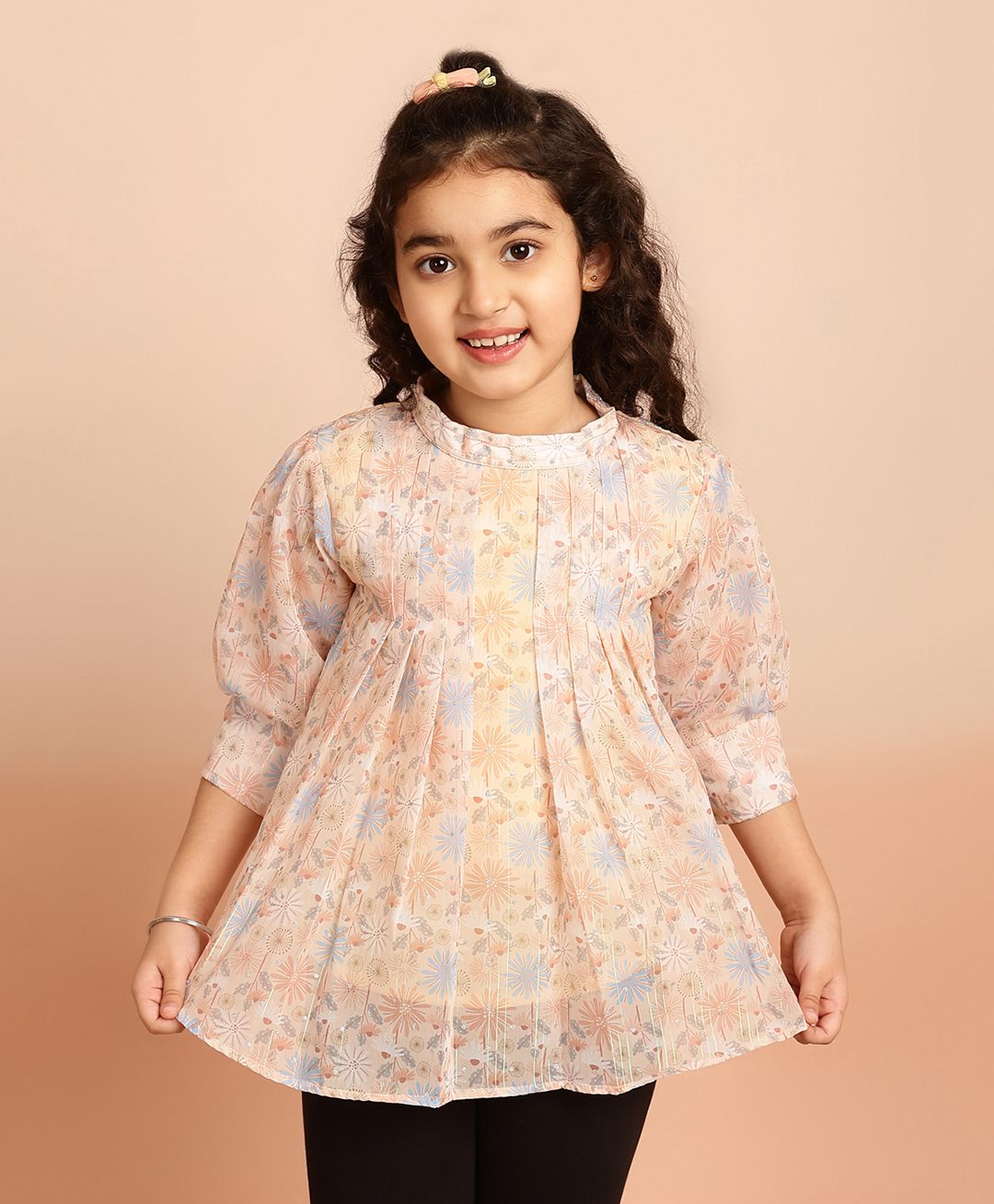 ISHTI Polyester Three Fourth Sleeves Floral Printed Top -  Multi Colour-picture-11