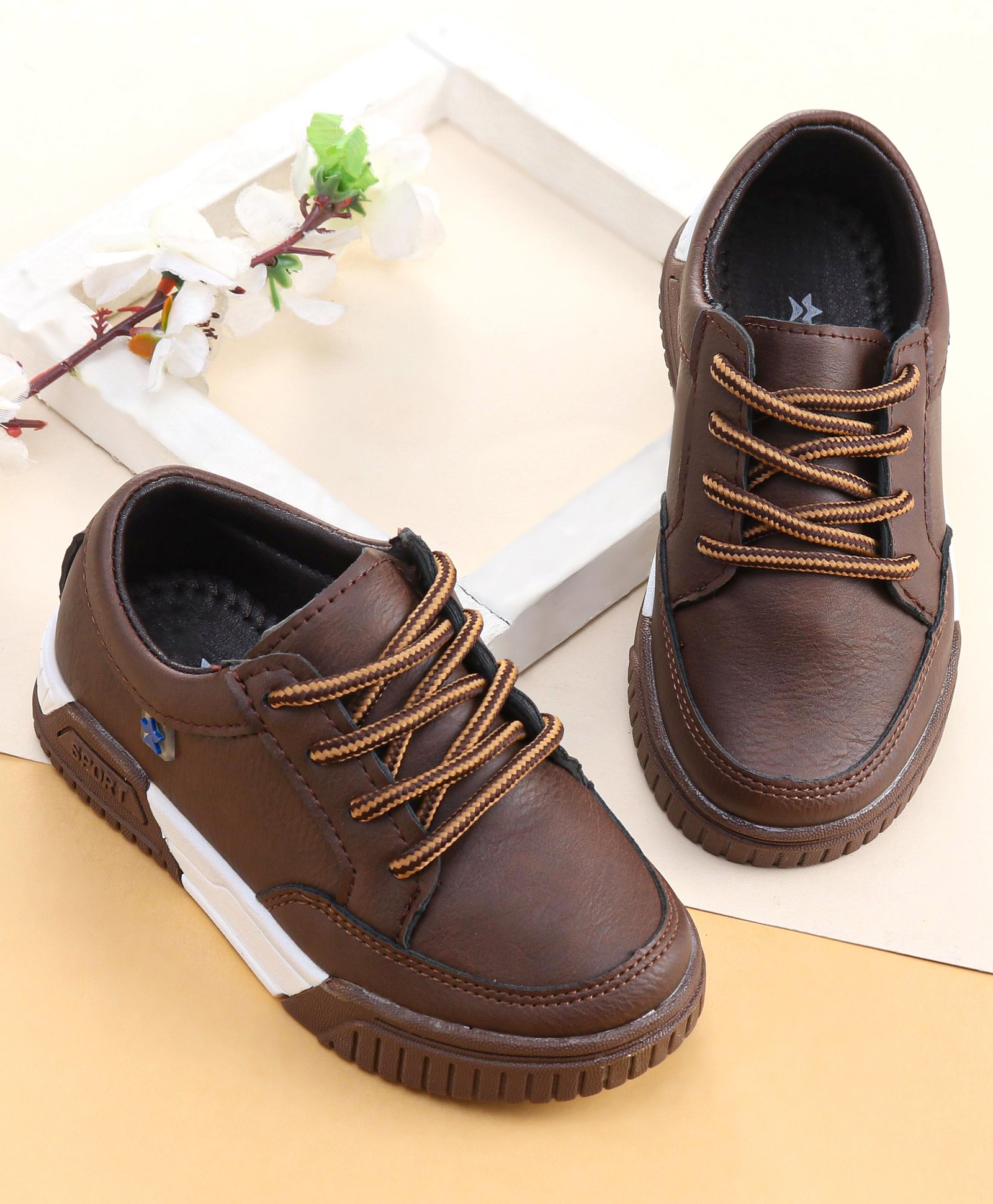 Cute Walk by Babyhug Lace Ups Formal Shoes - Coffee-picture-10