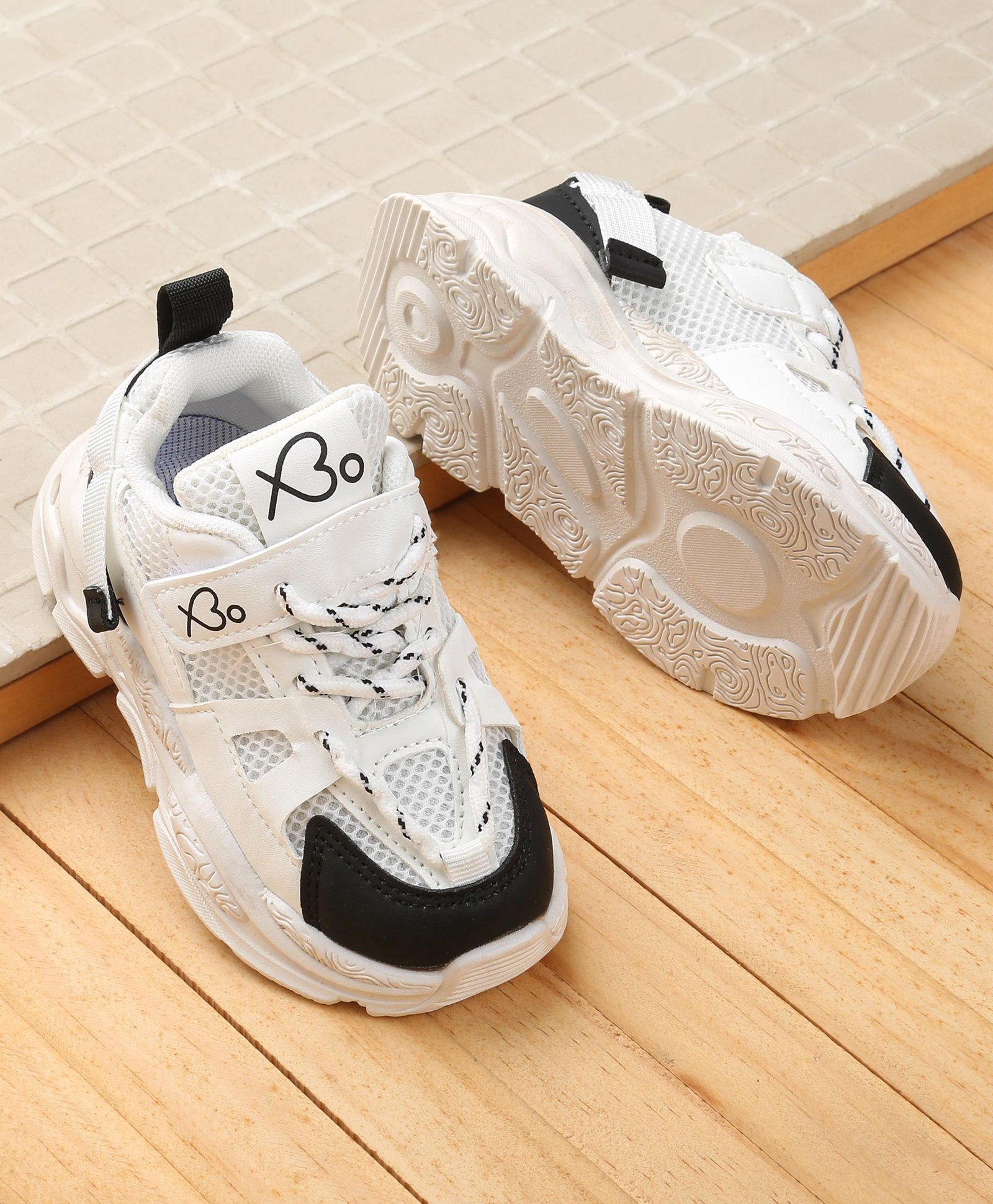Babyoye Velcro Closure Sneaker Shoes With Colour Block Design - Black-image-28