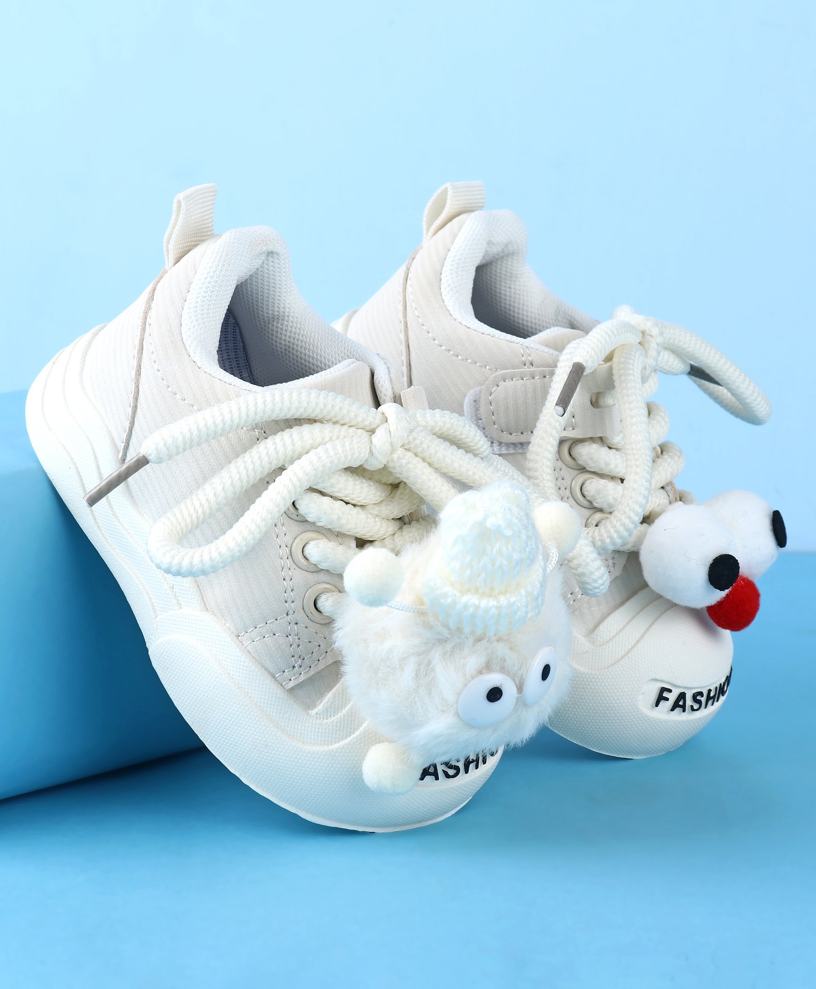 Babyoye Lace Up Casual Shoes With Applique - White-picture-48