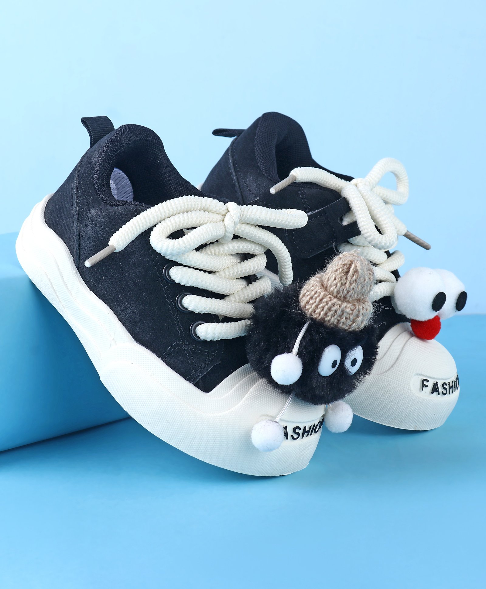 Babyoye Lace Up Casual Shoes With Applique - Black-picture-19