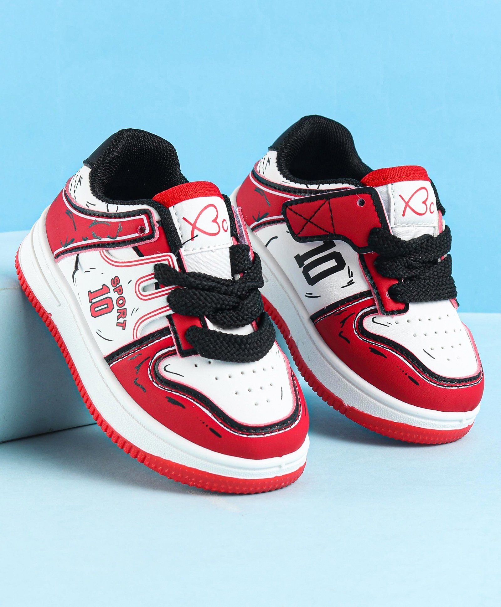 Babyoye Lace up Casual Shoes Text Print - Red-image-46