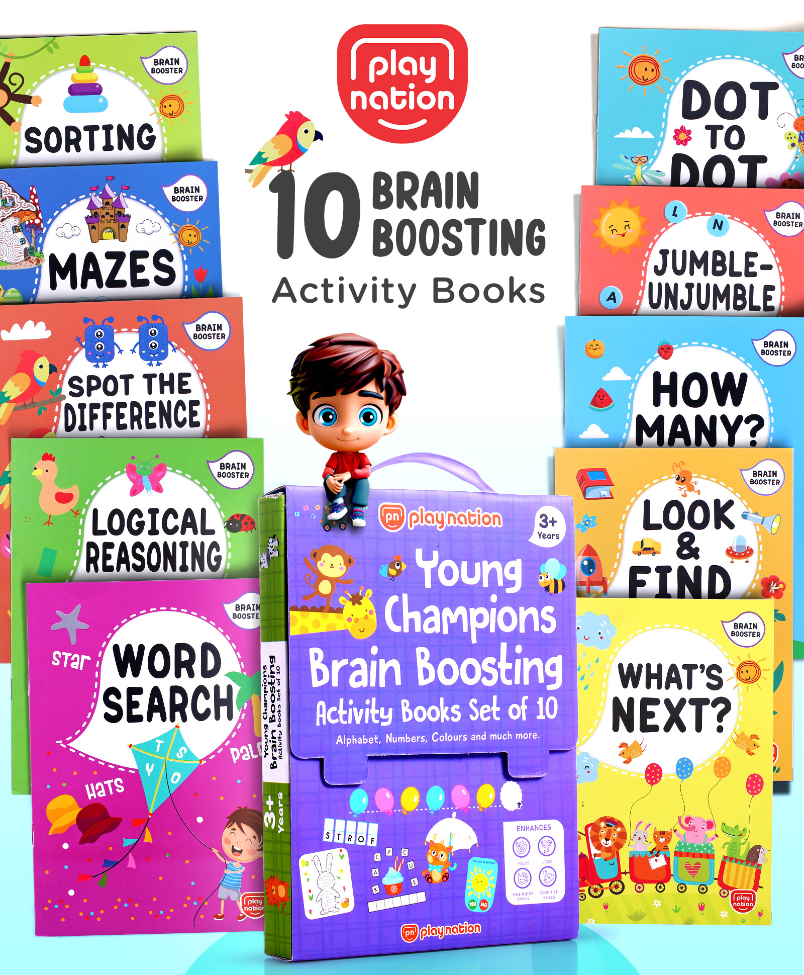 Young Champions Brain Boosting Activity Books Set of 10 - English