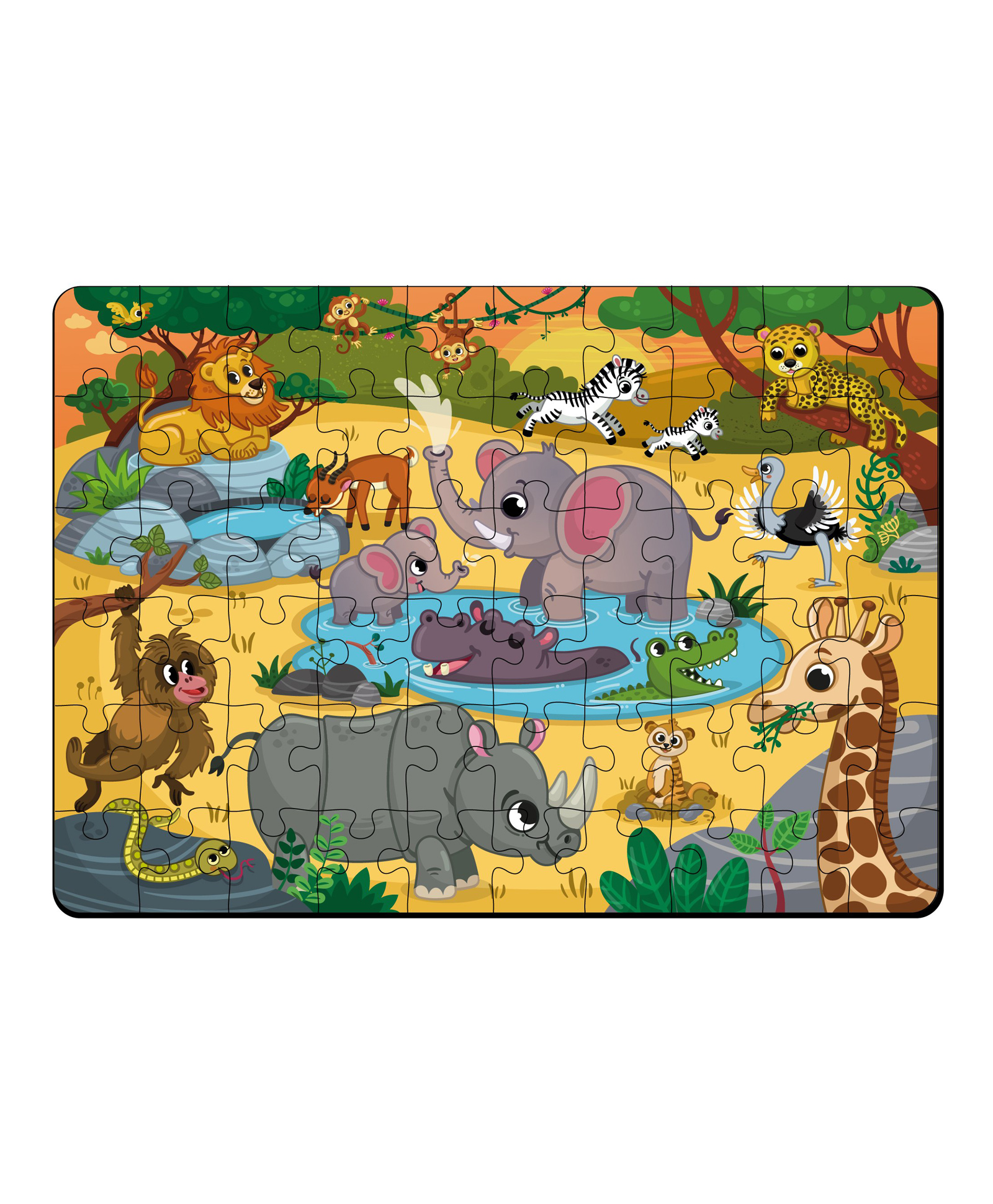 minileaves Mini Leaves 60 Pieces Wooden Floor Puzzle for Kids & Adults | Wild Safari Animals Jigsaw Floor Puzzle| Fun & Challenging Wooden Floor Puzzle Game - Gift & Kids with Wooden Box-picture-20