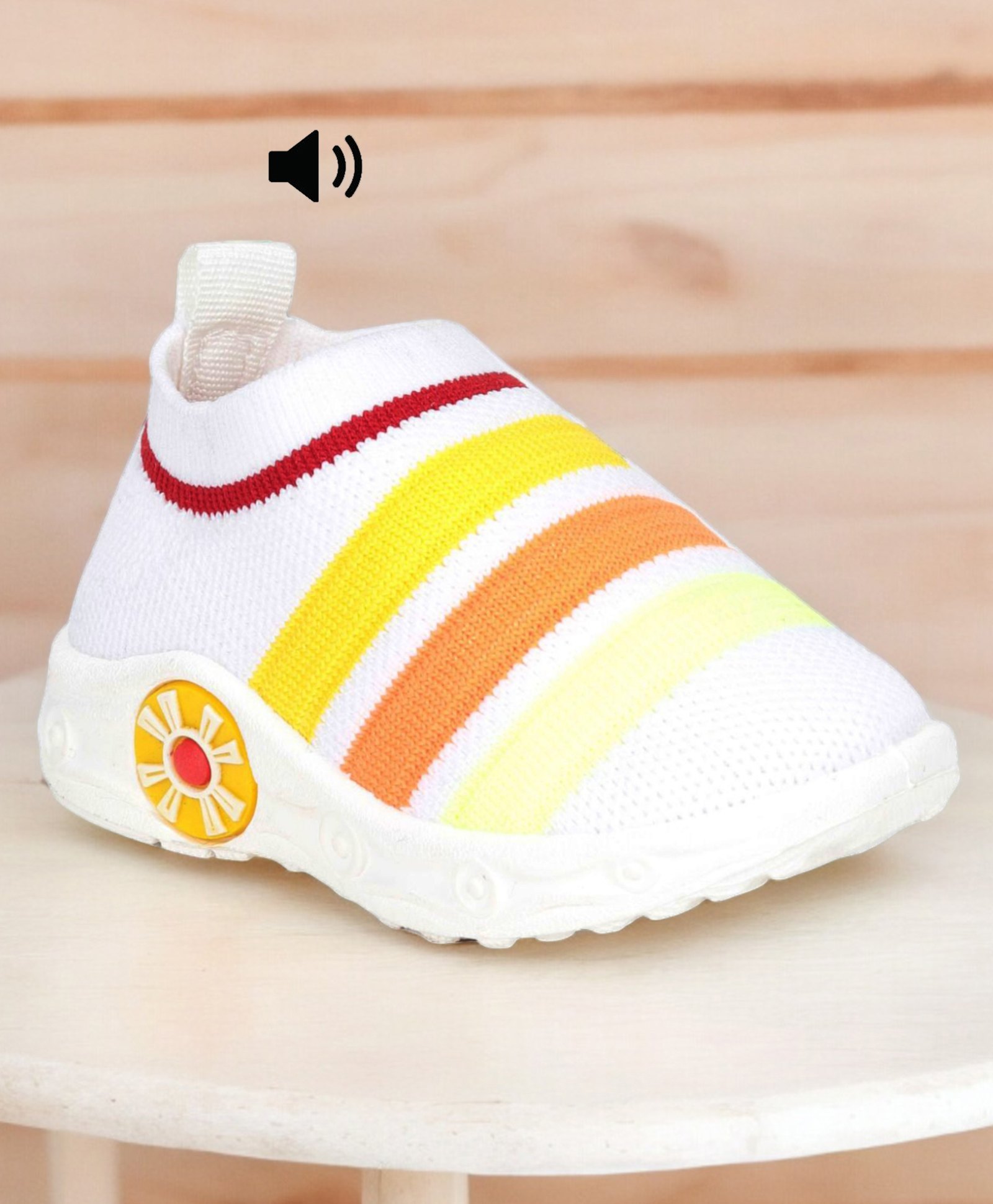 Lil Lollipop Striped  Slip On Musical Booties -  White-picture-12