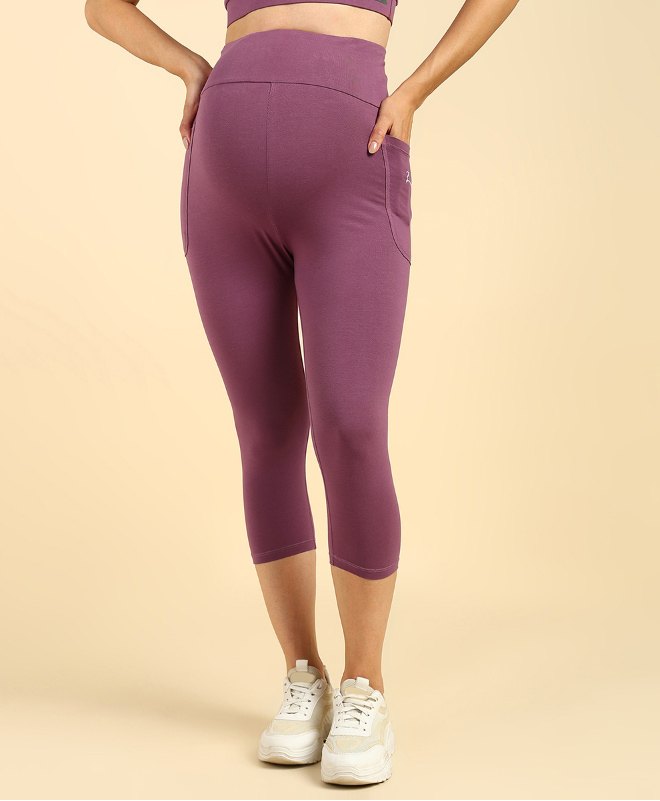 Zelena Ultra Stretch Solid Maternity Capri -  Rosewood-picture-12