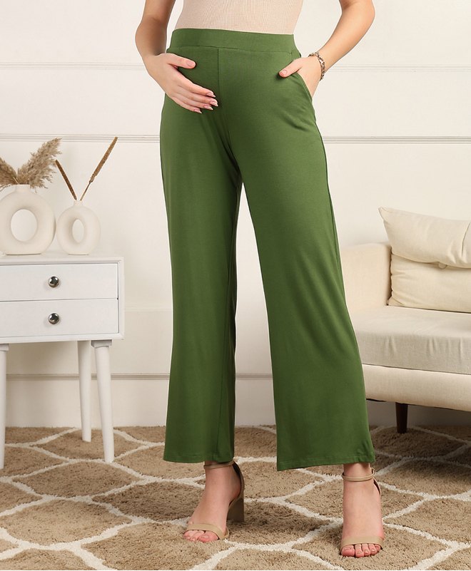 Zelena Viscose Extra Stretchable Solid Maternity Trouser - Green-picture-19