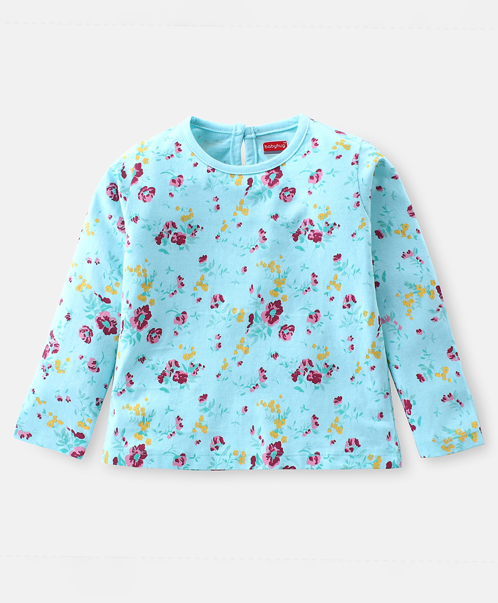 Babyhug Cotton Knit Full Sleeves Top With Floral Print - Blue-picture-24