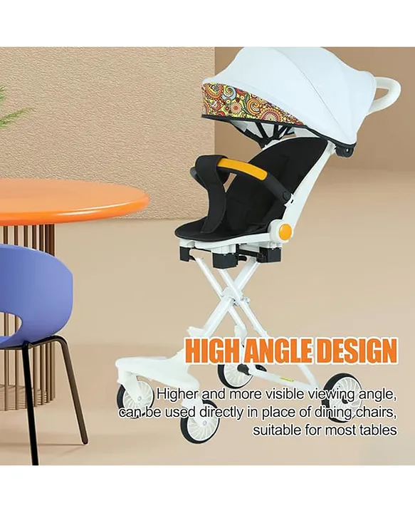 Jogging Stroller Cum Pram with Adjustable Backrest - White-image-47
