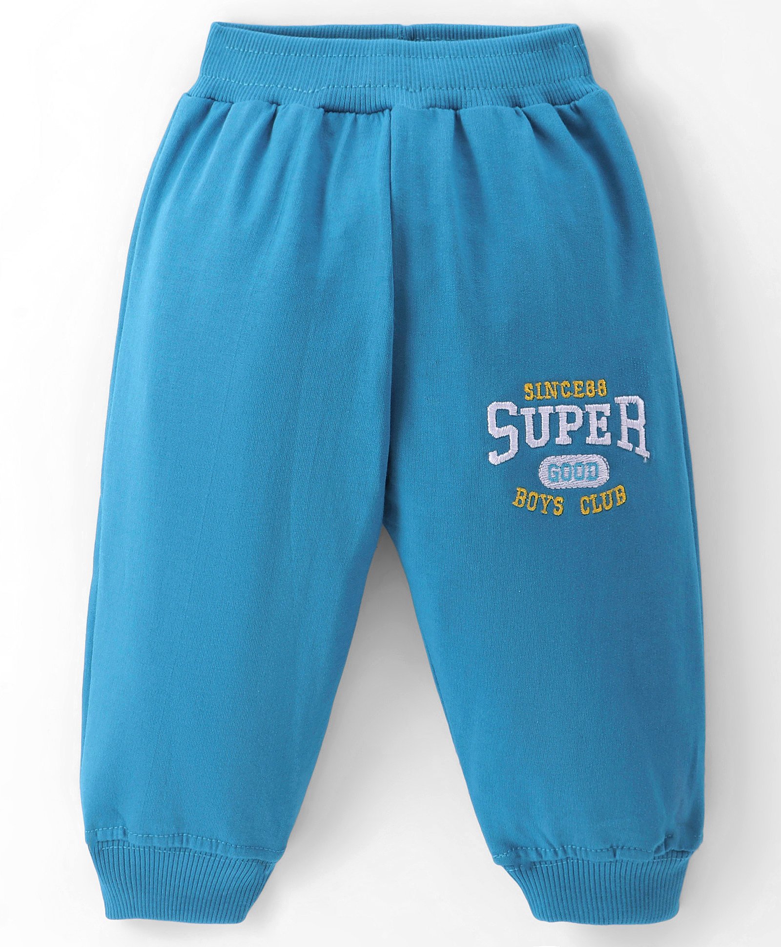 Tango Looper Knit Full Length Track Pant with Text Embroidery -  Blue-image-45