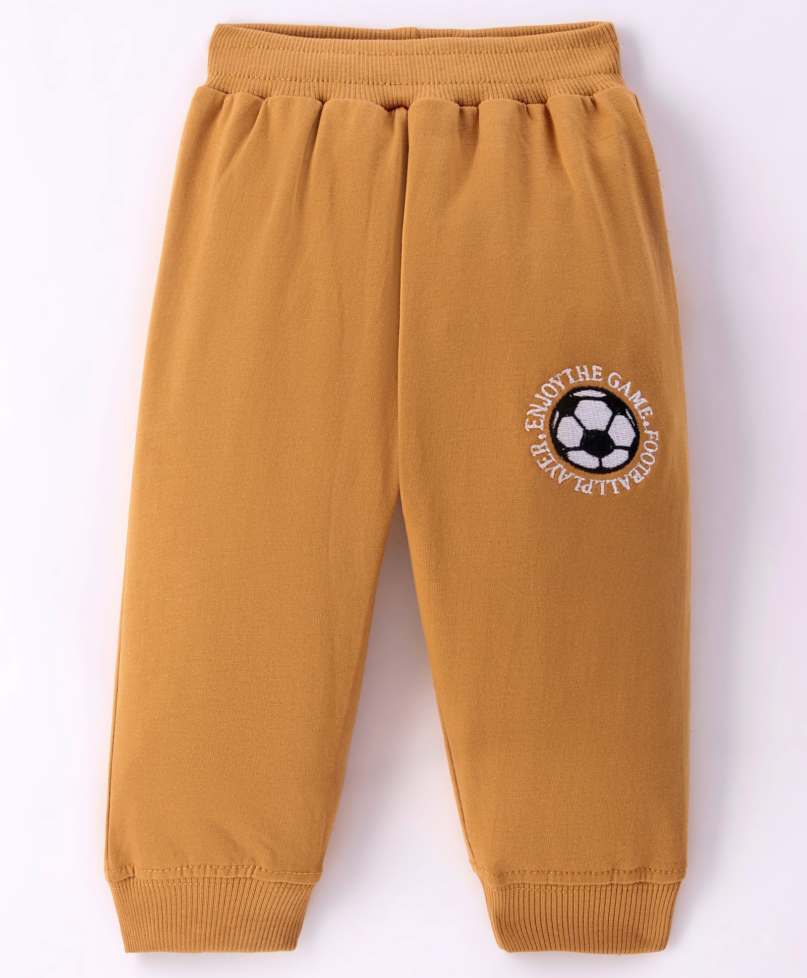 Tango Looper Knit Full Length Lounge Pant with Football Embroidered -Mustard-image-10