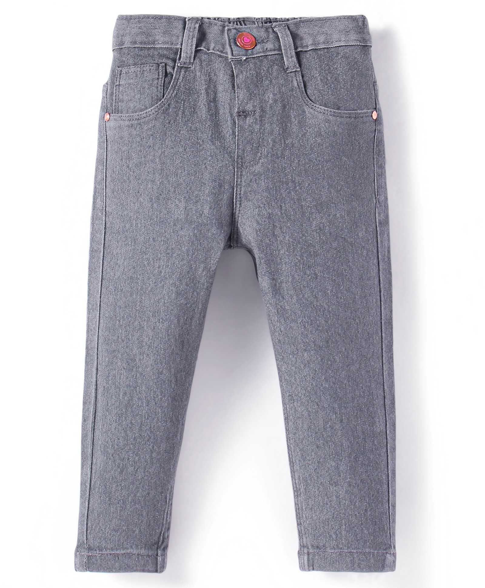 Babyhug Denim Full Length Washed Jeans with Stretch Solid Colour - Grey-picture-22