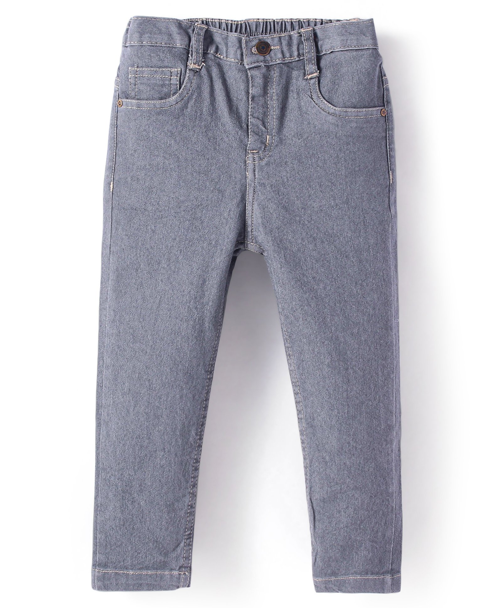Babyhug Denim Full Length Washed Jeans with Stretch Solid Colour - Grey-picture-21