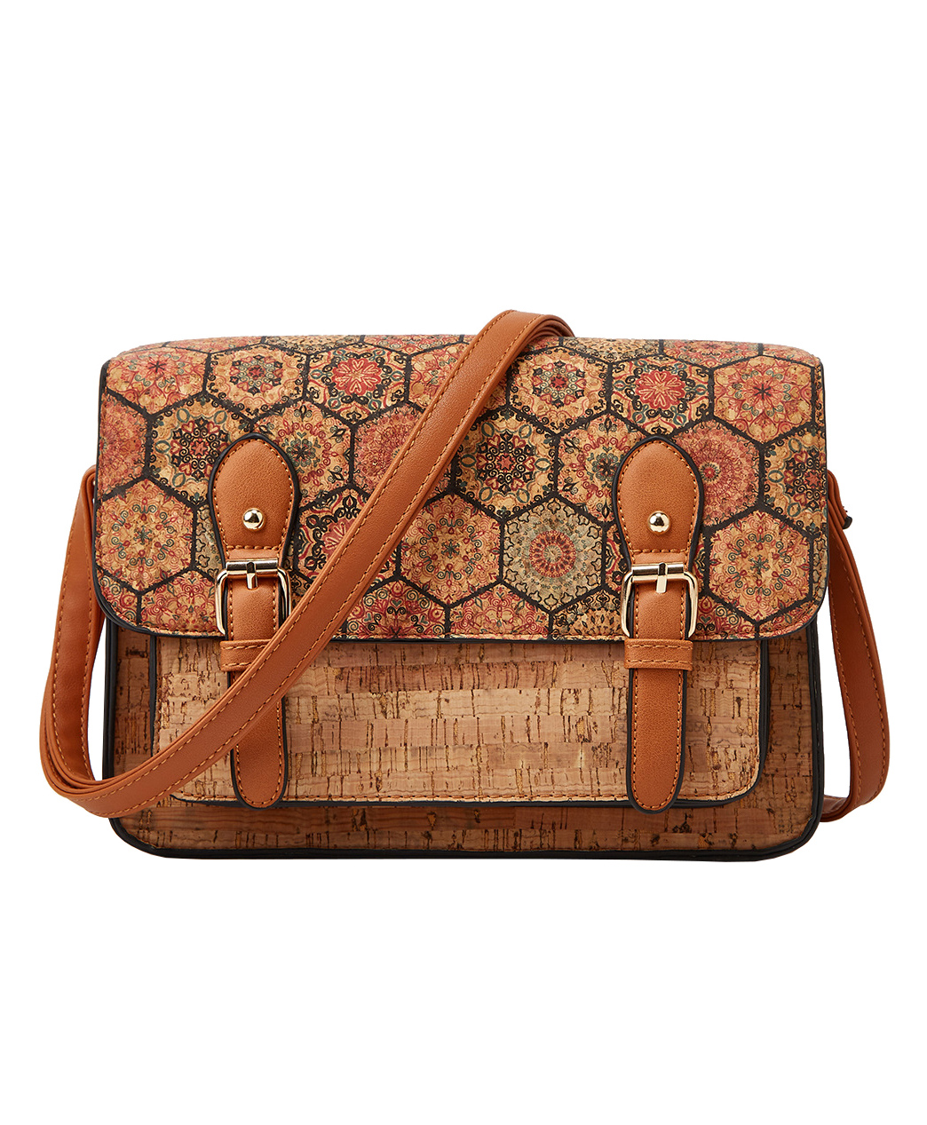 SYGA Women's One-shoulder cross-body bag summer large-capacity printed bag retro literary and national style (Block Pattern)-picture-17